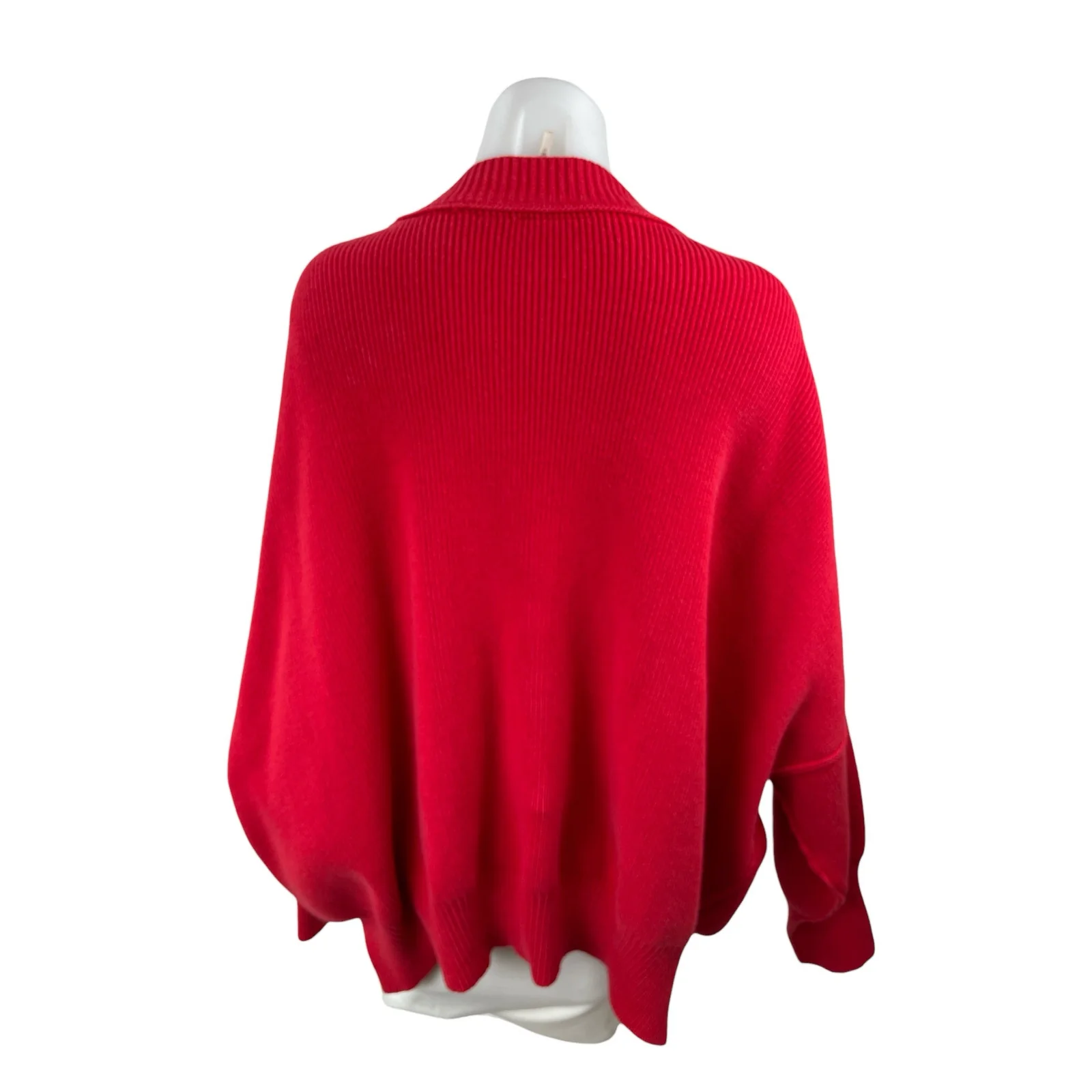 Free People Women's Red Ribbed Mock Neck Long Sleeve Sweatshirt Sweater Top M - Image 4