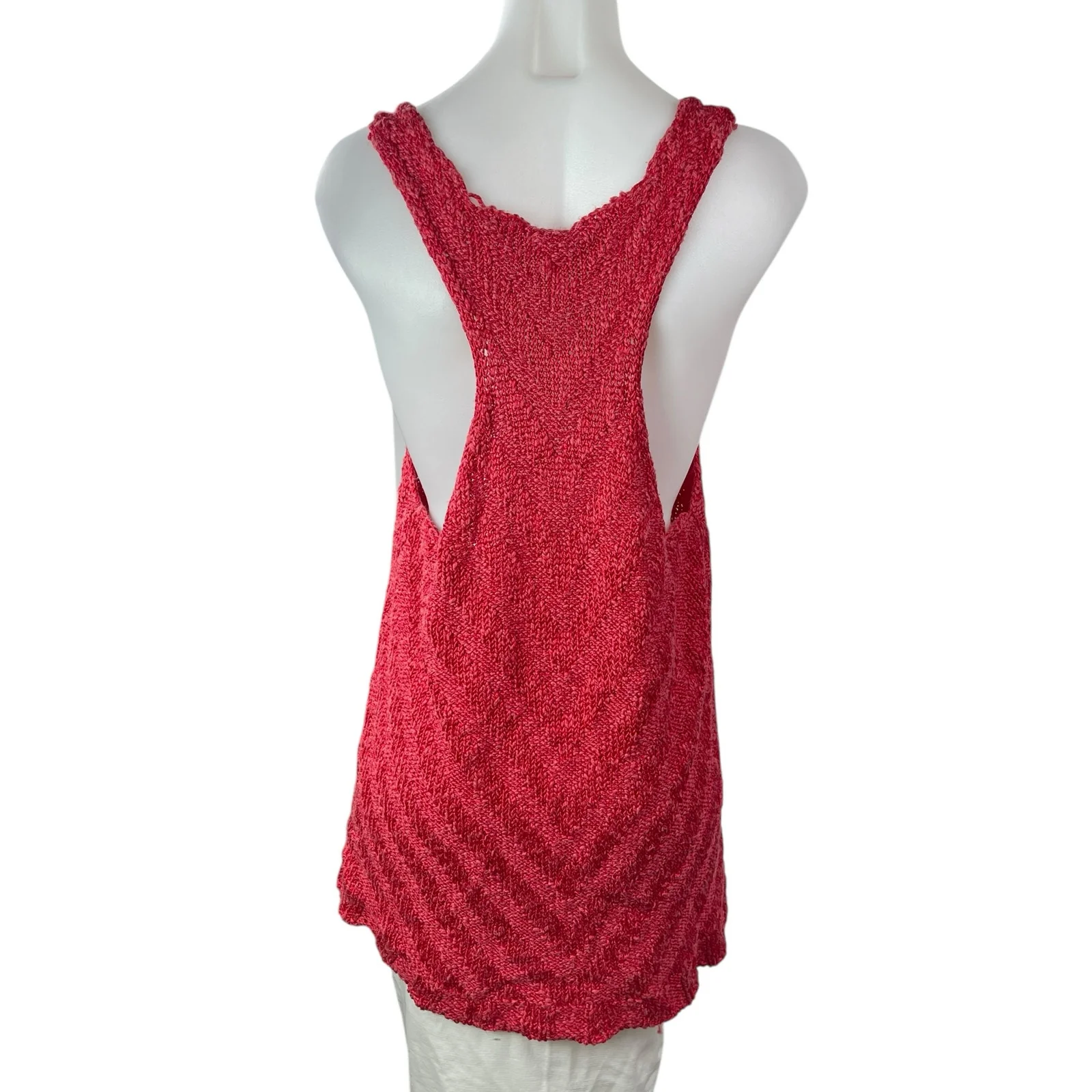 Free People Women's Red Sleeveless Racerback Y2k Boho Tunic Tank Top Size M - Image 2