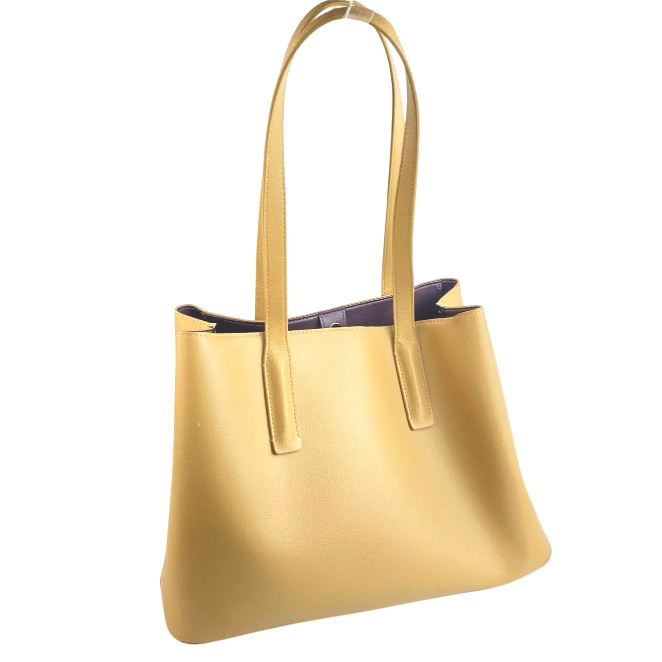 Freja New York Linnea Yellow Faux Leather Vegan Laptop Tote Shoulder Handbag OS - Image 3