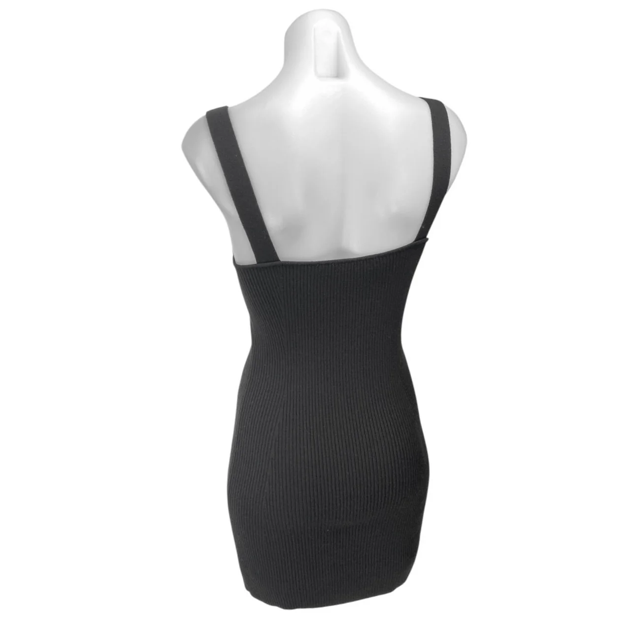 French Connection Black Sleeveless Ribbed Knit Cami Tank Mini Bodycon Dress Sz S - Image 2