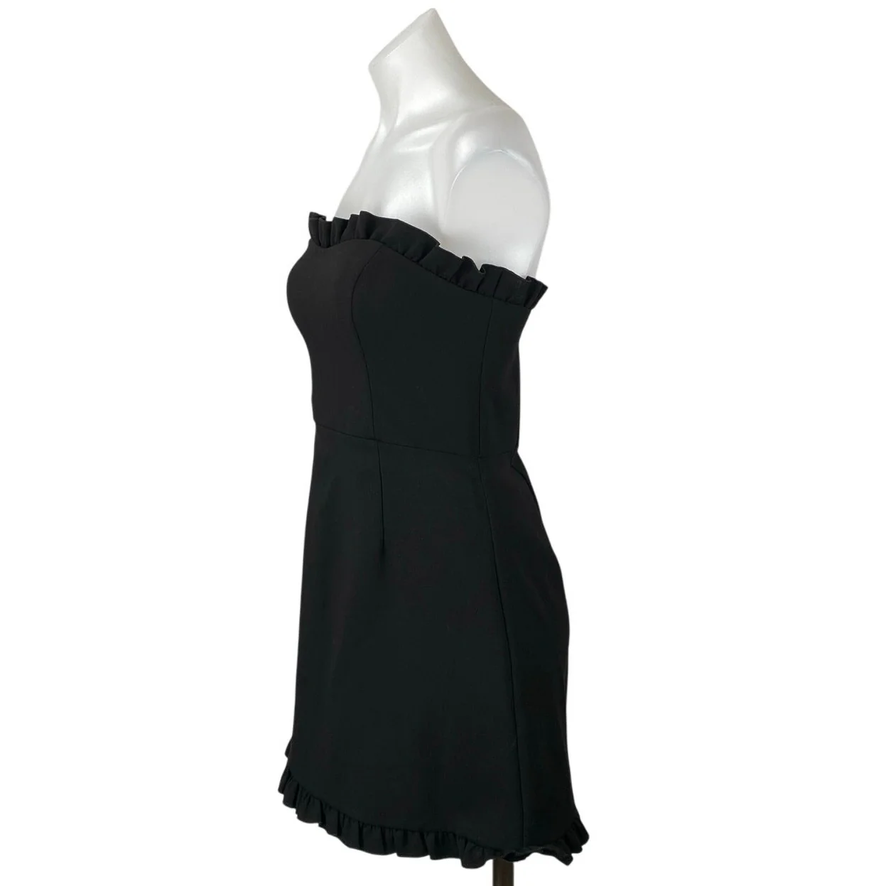 French Connection Black Sleeveless Strapless Ruffle Mini A-line Tube Dress Sz 6 - Image 2