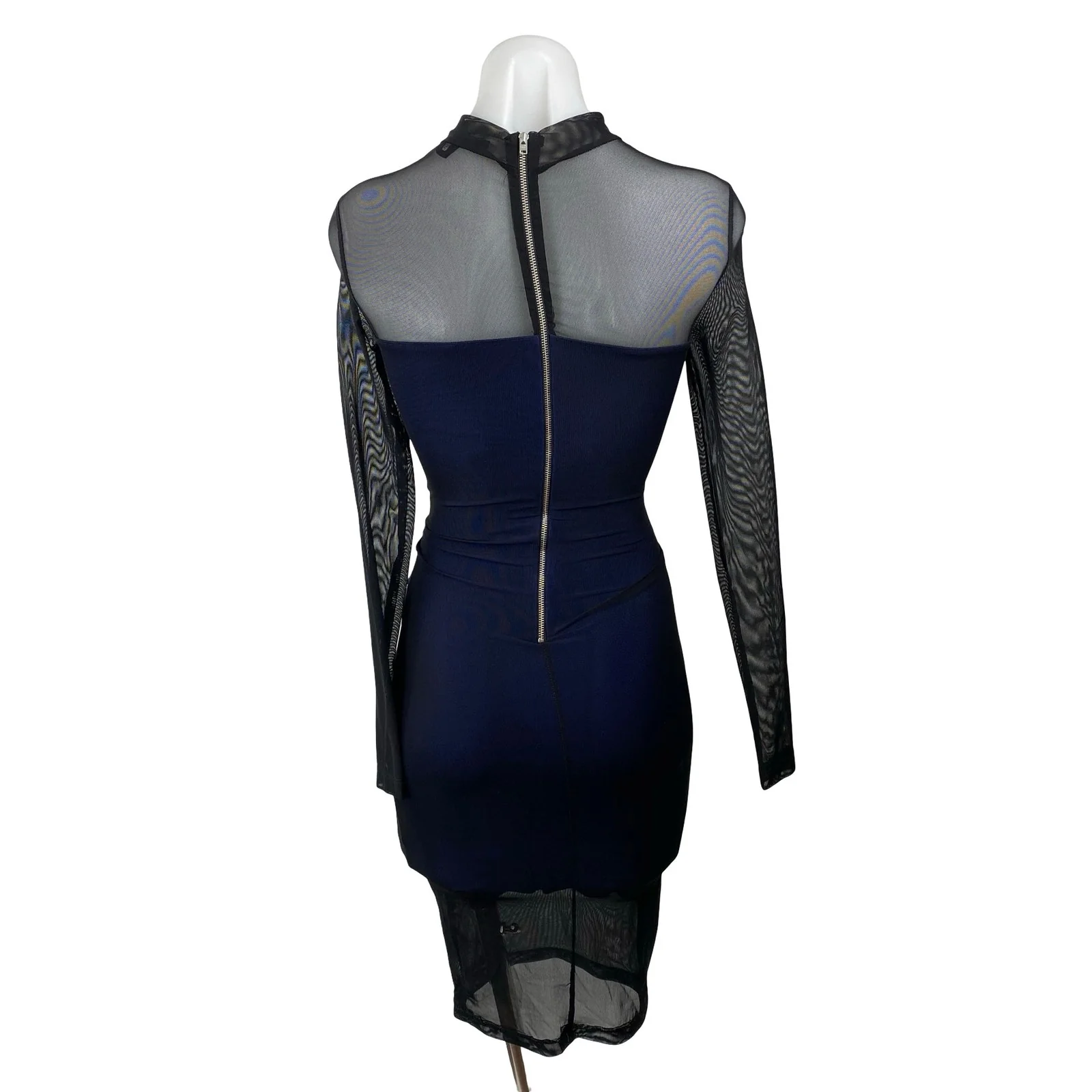French Connection Fast Mia Mix Media Illusion Sheer Mesh Mini Bodycon Dress Sz 0 - Image 4
