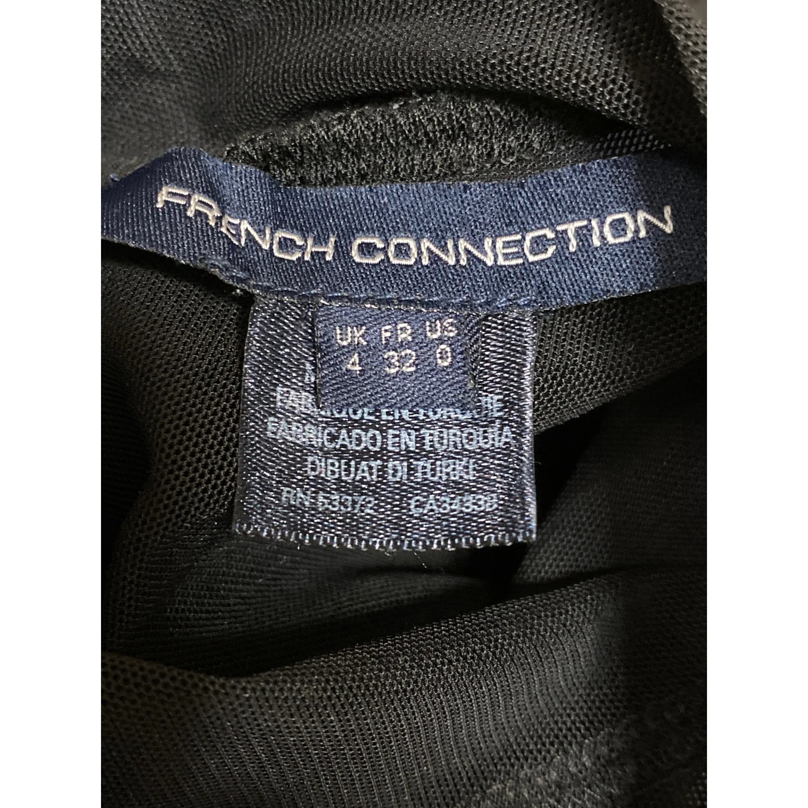French Connection Fast Mia Mix Media Illusion Sheer Mesh Mini Bodycon Dress Sz 0 - Image 5