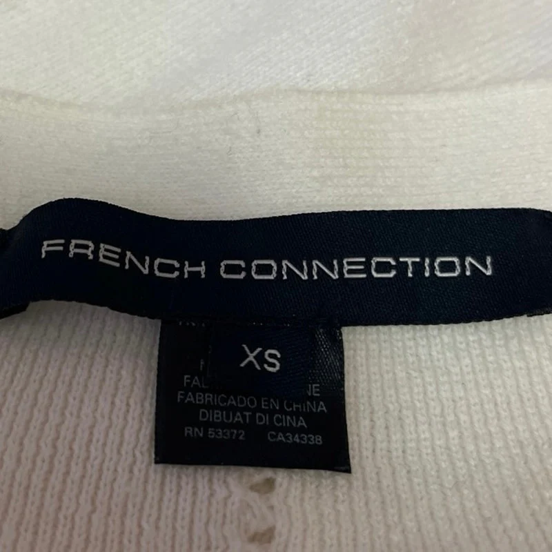 French Connection Leona Pointelle White Crochet Knit Crop Sweater Top Size XS - Image 5