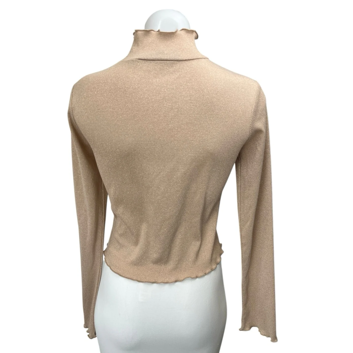 French Connection Tan Lettuce Turtleneck Long Sleeve Pullover Sweater Top Size 6 - Image 2