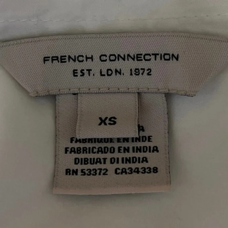 French Connection White Collar V-neck Drawstring Ties Crop Top Shirt Blouse XS - Image 3
