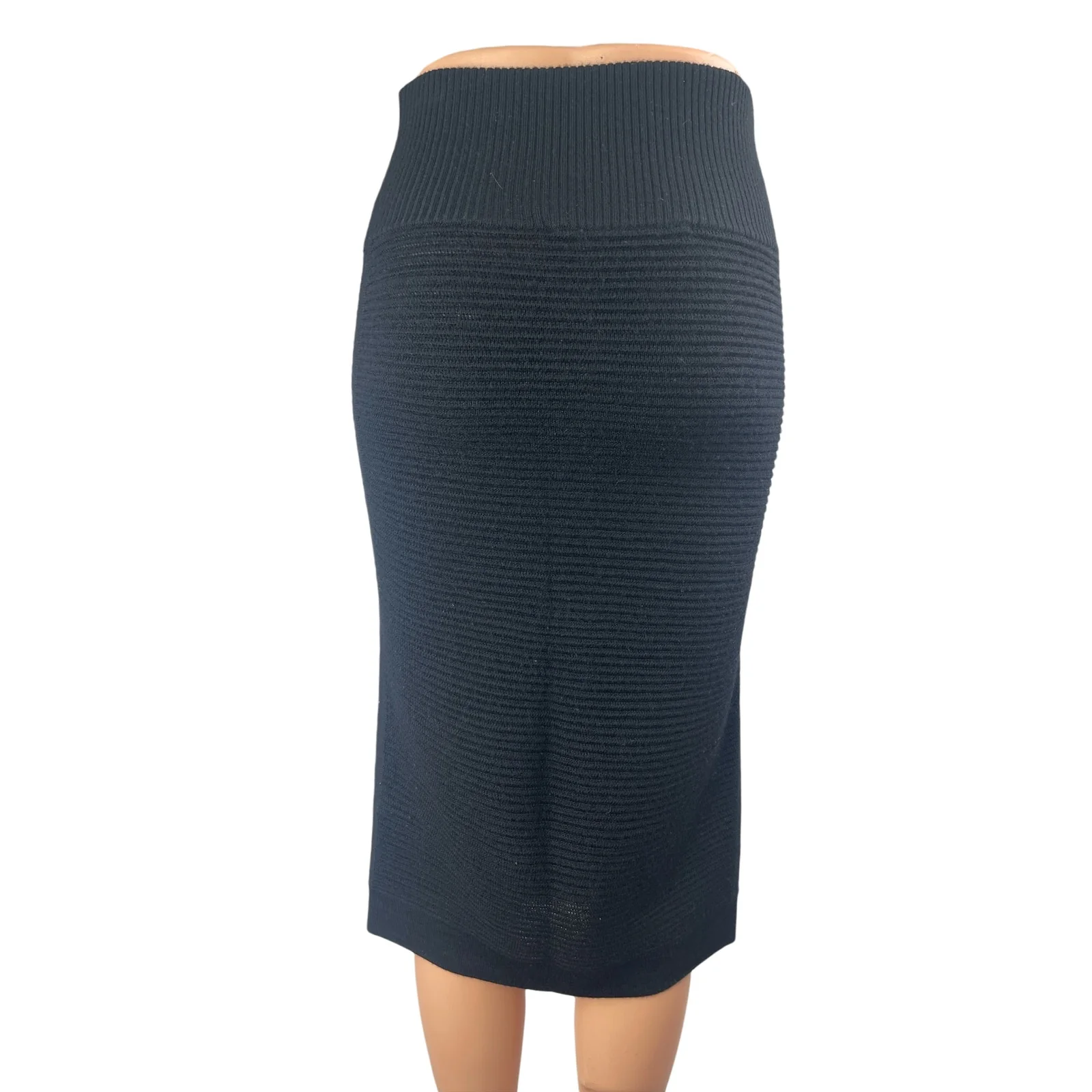 French Connection Women's Black Wool Knit High Waisted Pencil Midi Skirt Size 6 - Image 2
