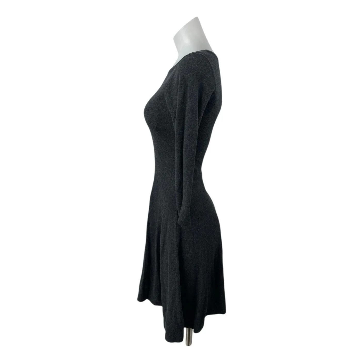French Connection Women's Gray 3/4 Sleeve Knit Mini A-Line Sweater Dress Size 8 - Image 3