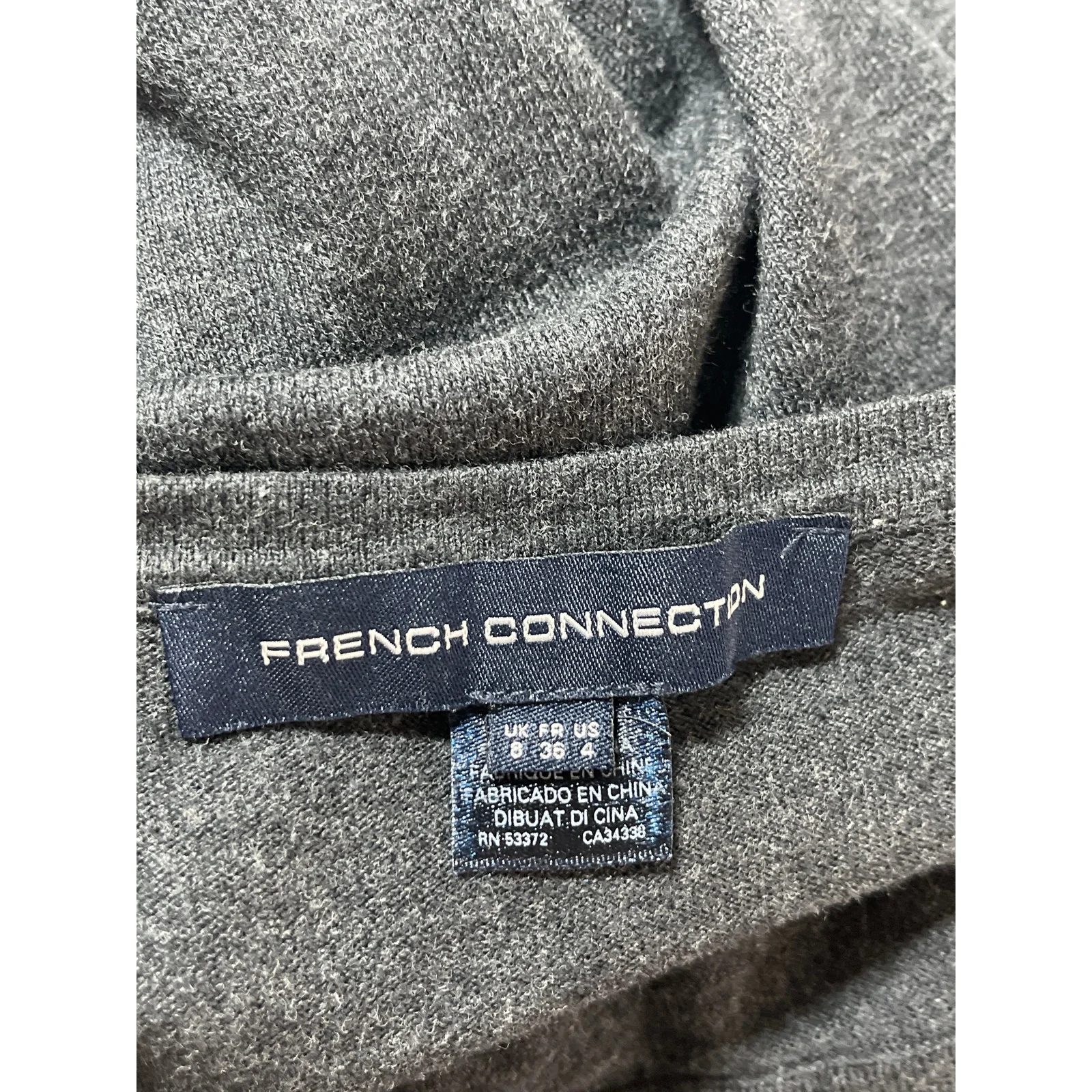 French Connection Women's Gray 3/4 Sleeve Knit Mini A-Line Sweater Dress Size 8 - Image 4