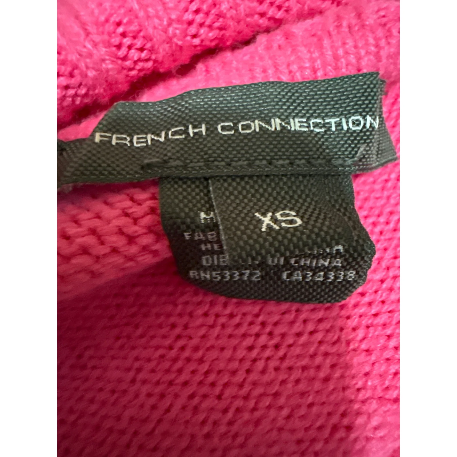 French Connection Women's Pink Turtleneck Long Puff Sleeve Knit Sweater Top XS - Image 3