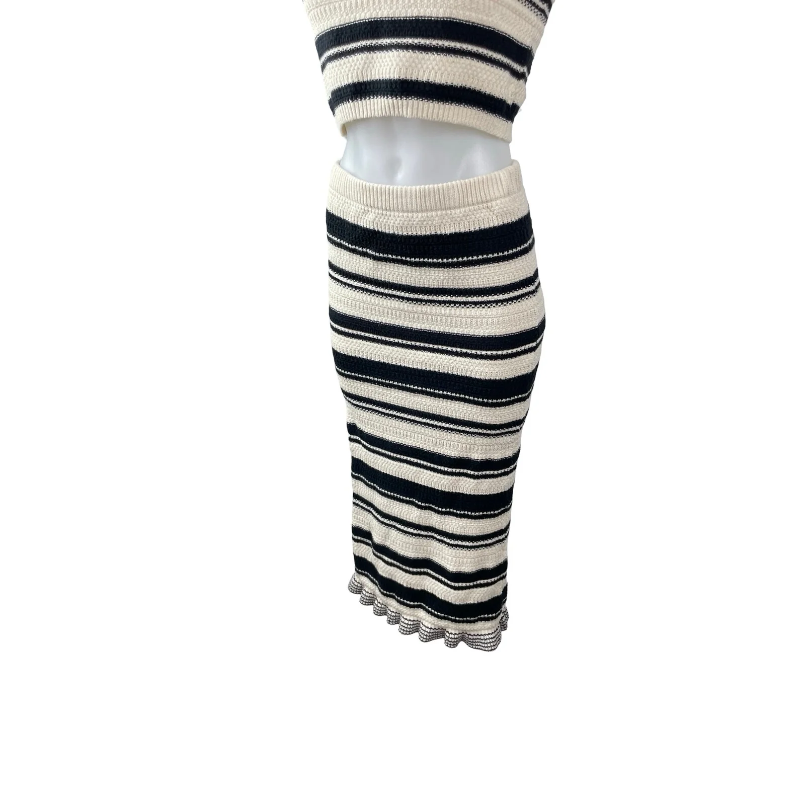 Freshman 1996 Striped Crochet Crop Cami Tank Top Midi Skirt Beach Cover Up Set S - Image 3