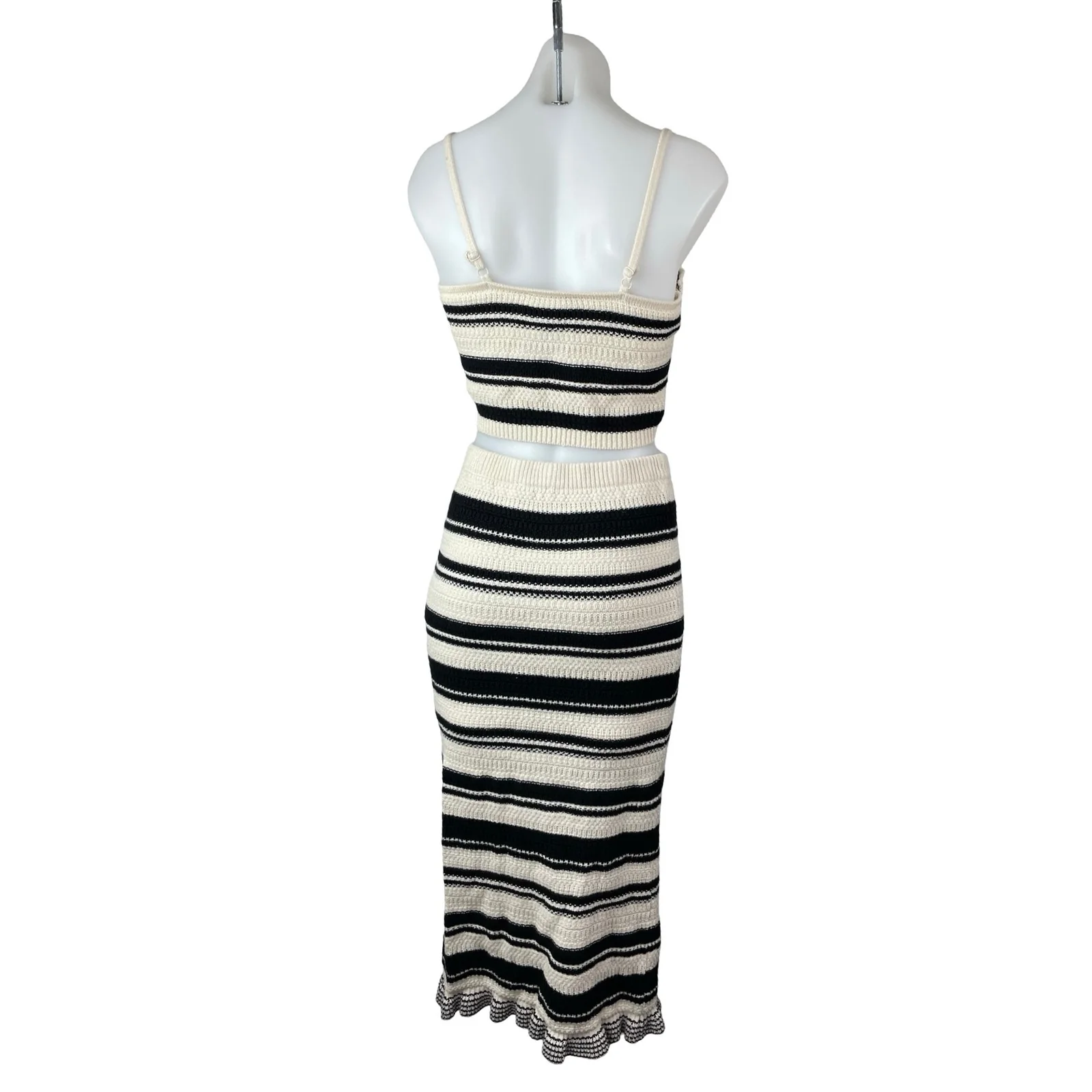 Freshman 1996 Striped Crochet Crop Cami Tank Top Midi Skirt Beach Cover Up Set S - Image 4