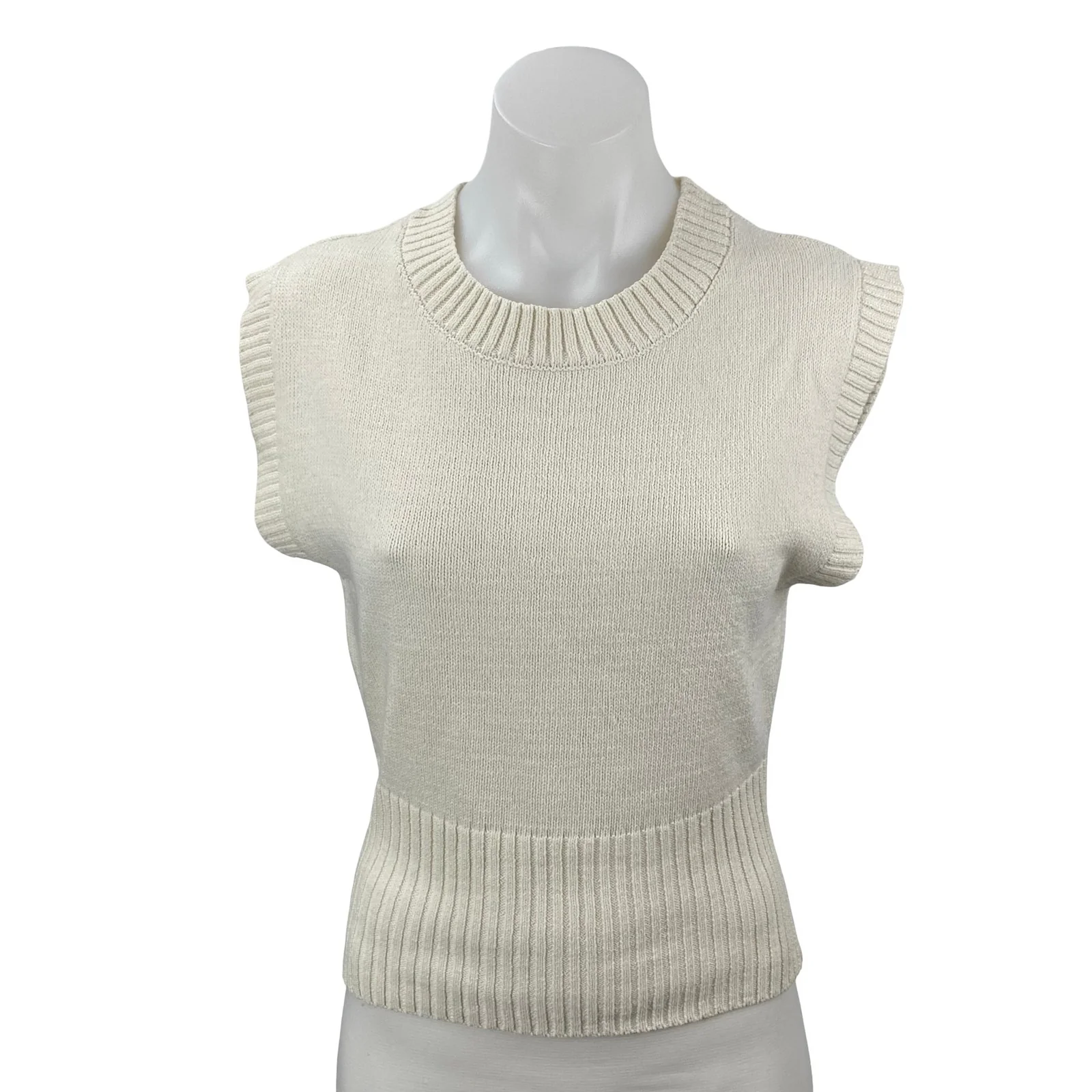 Freshman 1996 Women's Cream Sleeveless Crew Neck Tank Vest Sweater Top Size M