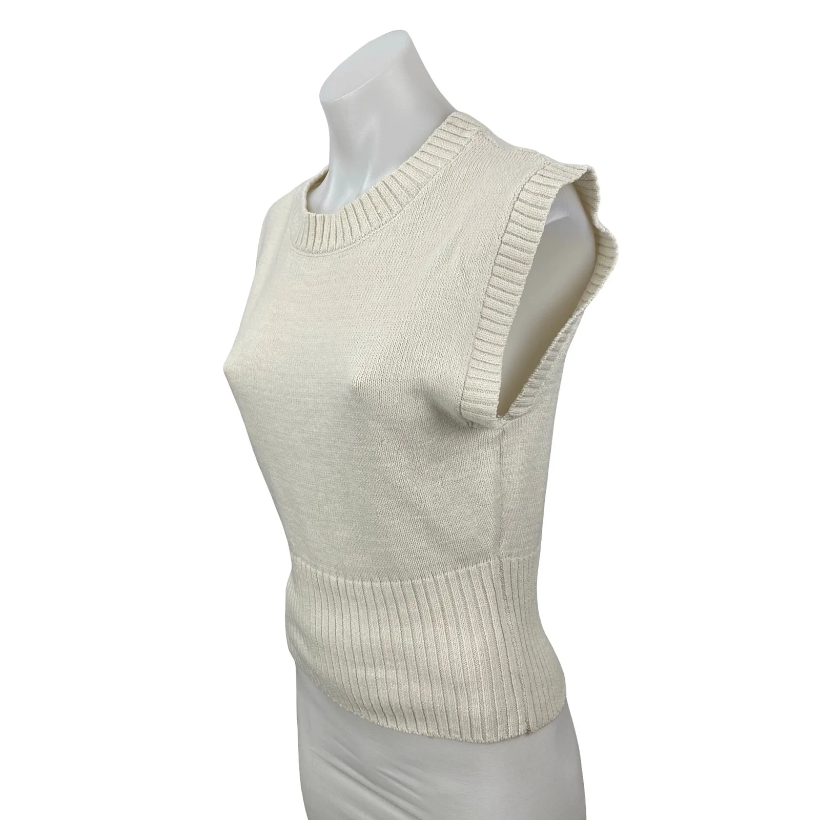 Freshman 1996 Women's Cream Sleeveless Crew Neck Tank Vest Sweater Top Size M - Image 3