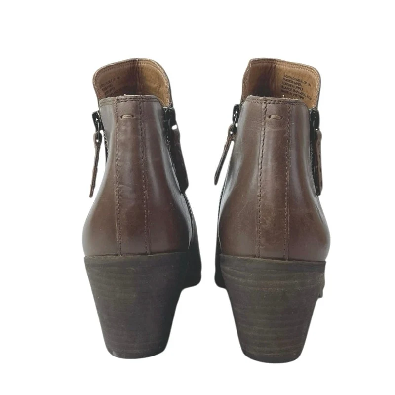 Frye Judith Women's Brown Leather Double Zip Almond Toe Heeled Ankle Boots Sz 9M - Image 3