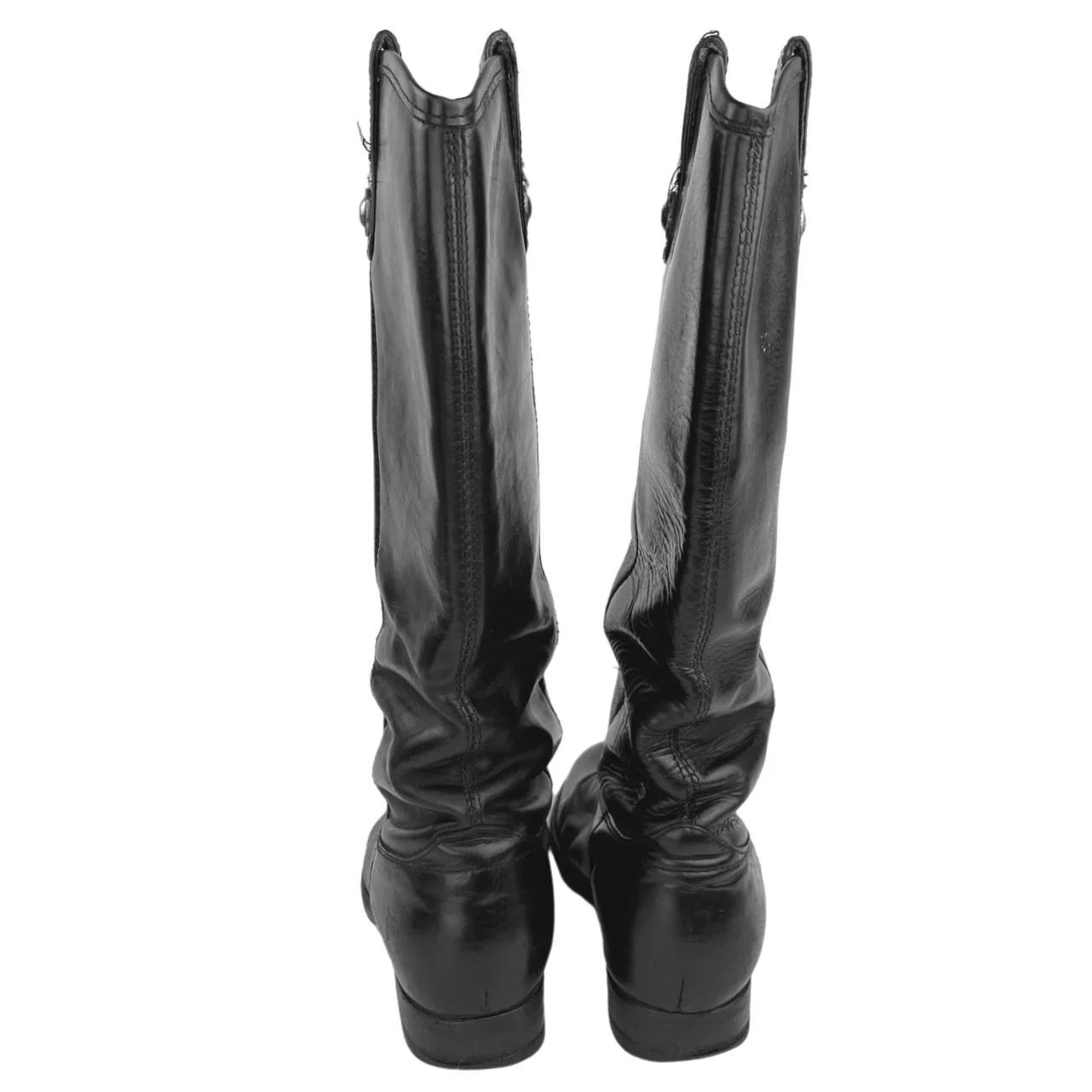 Frye Melissa Black Button Leather Pull On Tall Western Cowboy Riding Boots Sz 8 - Image 3