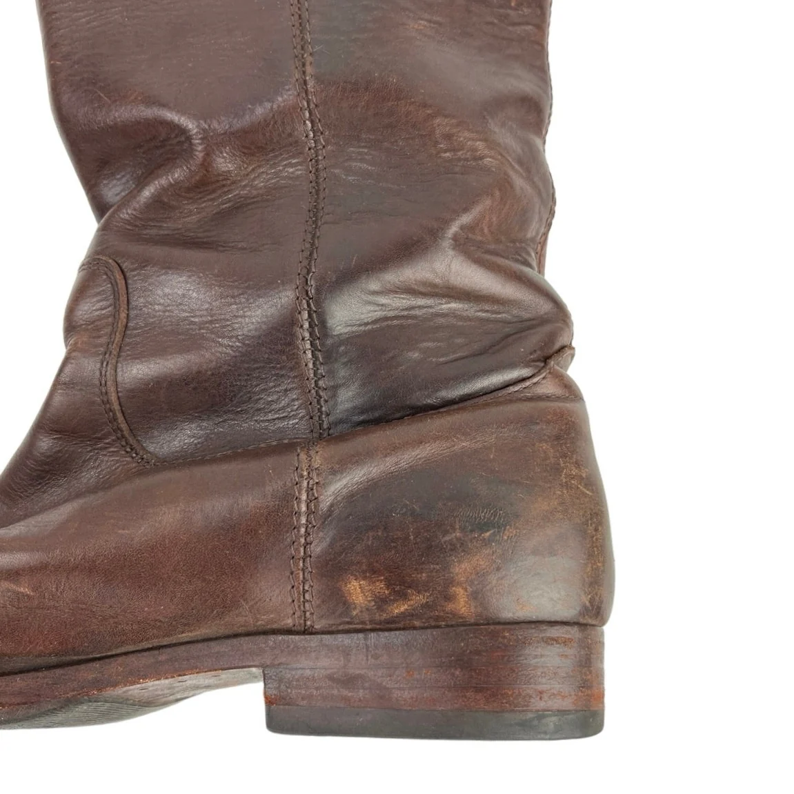 Frye Melissa Brown Button Leather Pull On Tall Western Cowboy Riding Boots Sz 8 - Image 6
