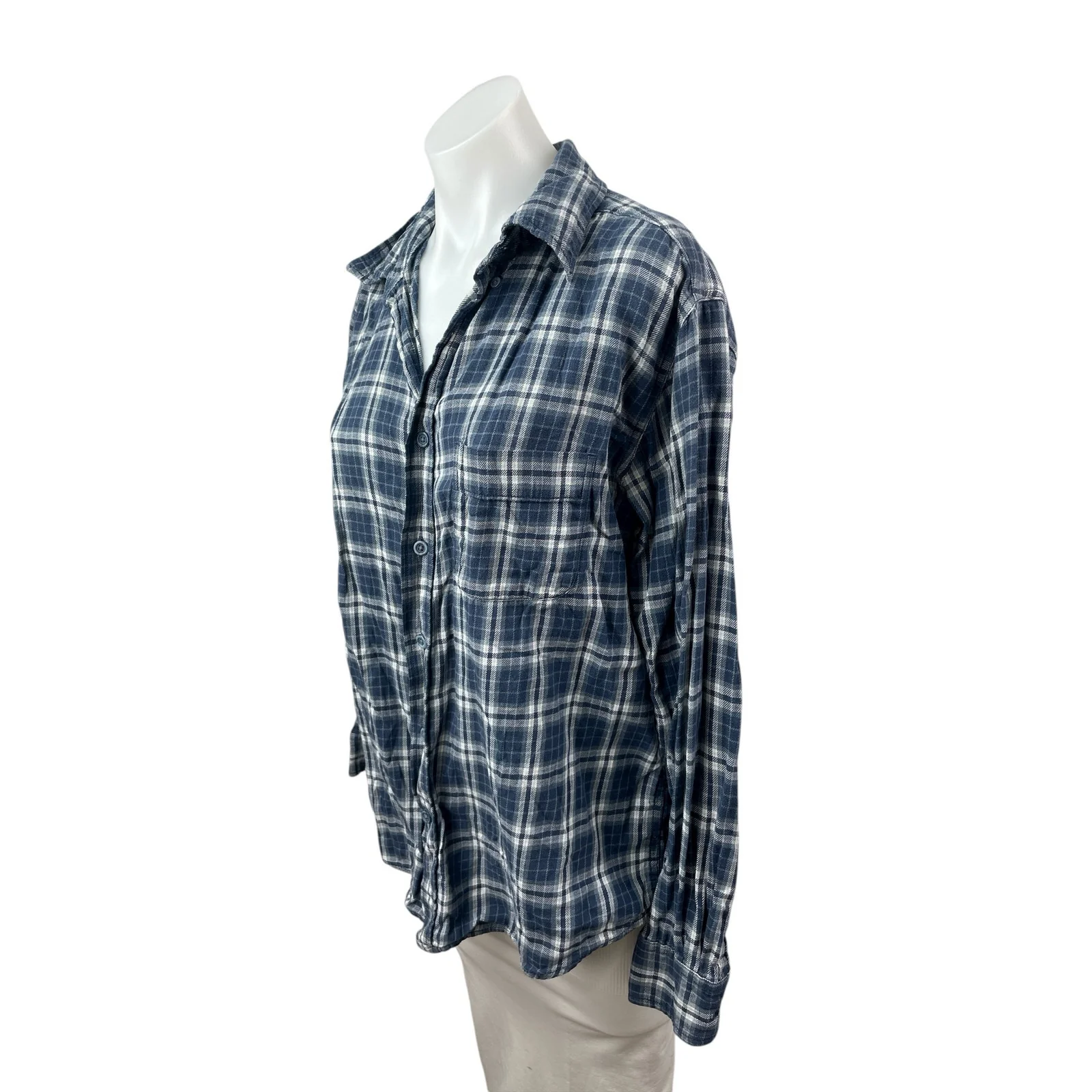 Furst of a Kind Plaid Check Embroidered Rhinestone Skull Button Down Shirt Top M - Image 3
