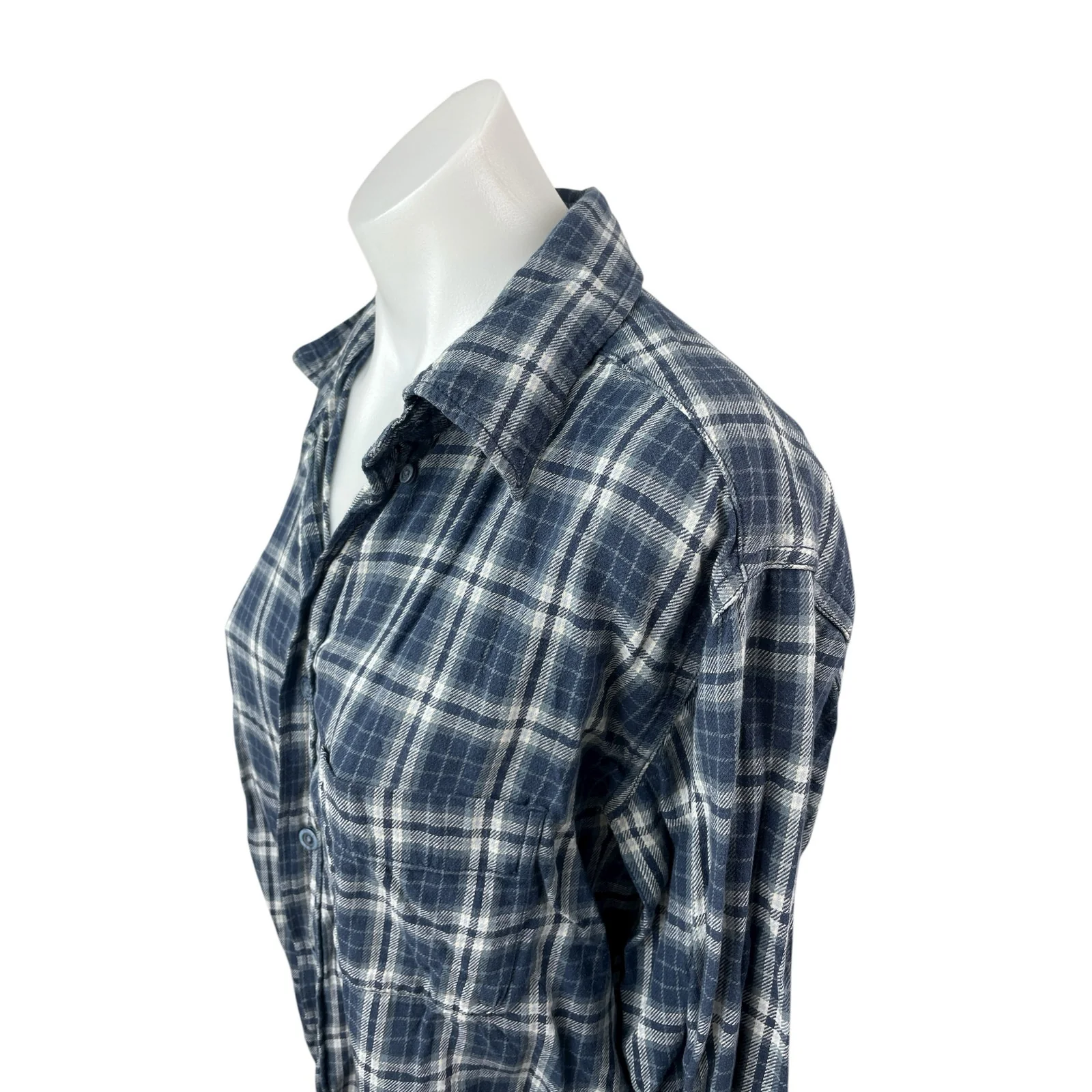 Furst of a Kind Plaid Check Embroidered Rhinestone Skull Button Down Shirt Top M - Image 4