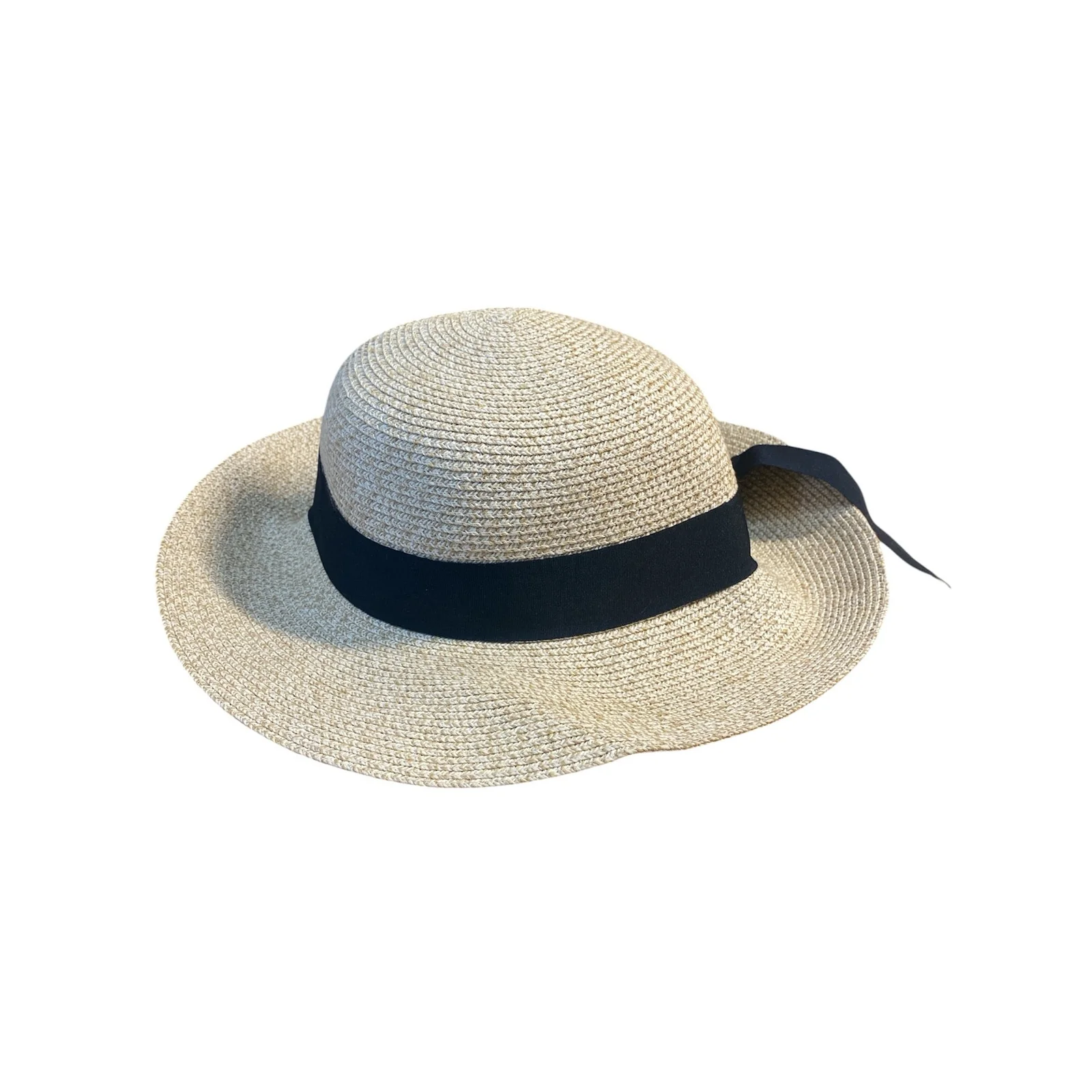Furtalk Womens White Straw Hat Ribbon Wide-Brim Summer Beach Cap Hat One Size - Image 2