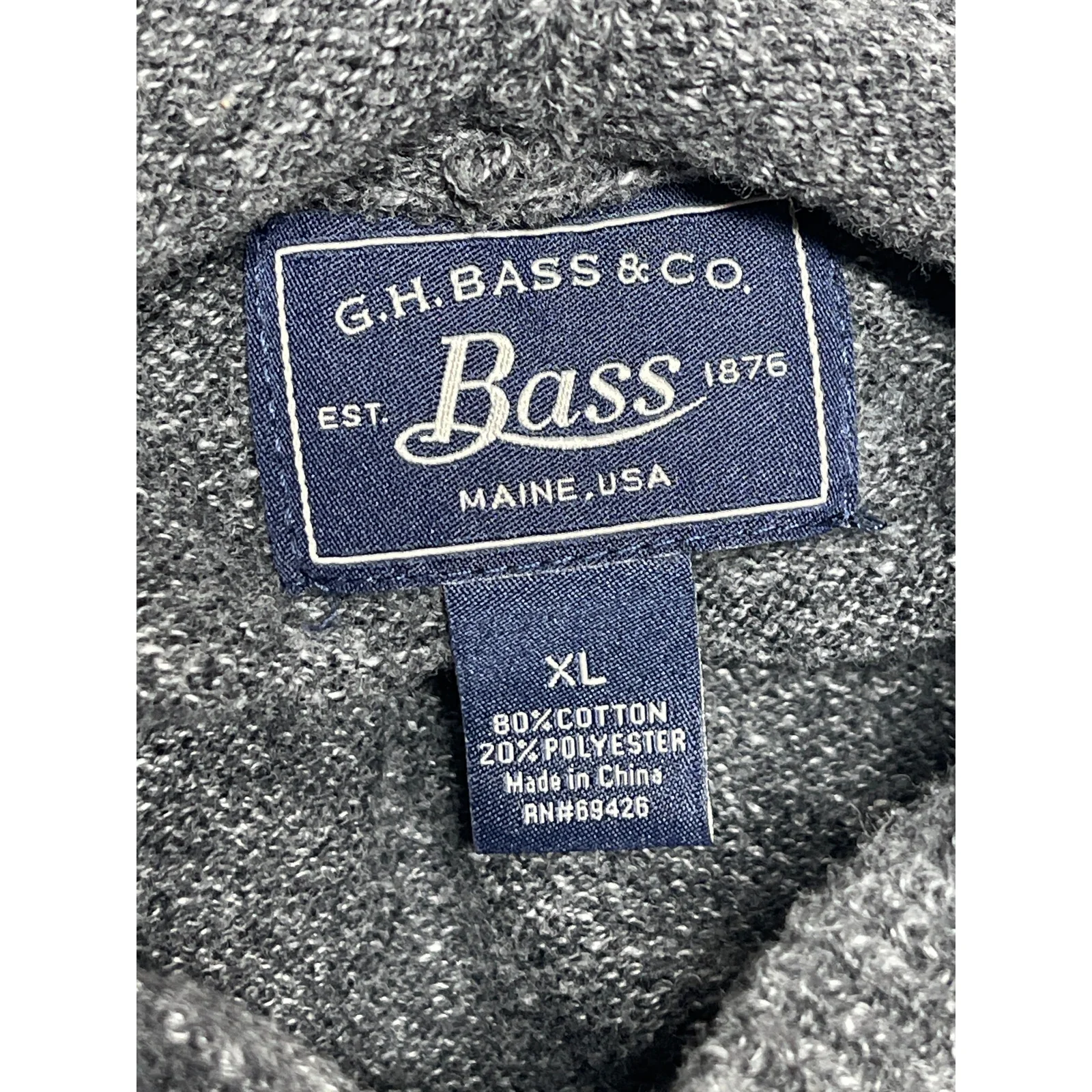 G.H Bass & Co. Men's Gray Long Sleeve Hooded Hoodie Sweatshirt Sweater Top Sz XL - Image 3