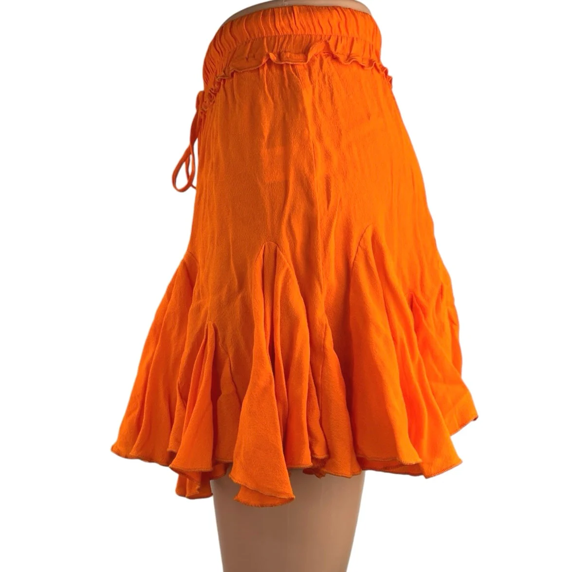 Gab & Kate Olivaceous Orange Elastic Waist Flowy Flare Mini A-Line Skirt Size S - Image 2