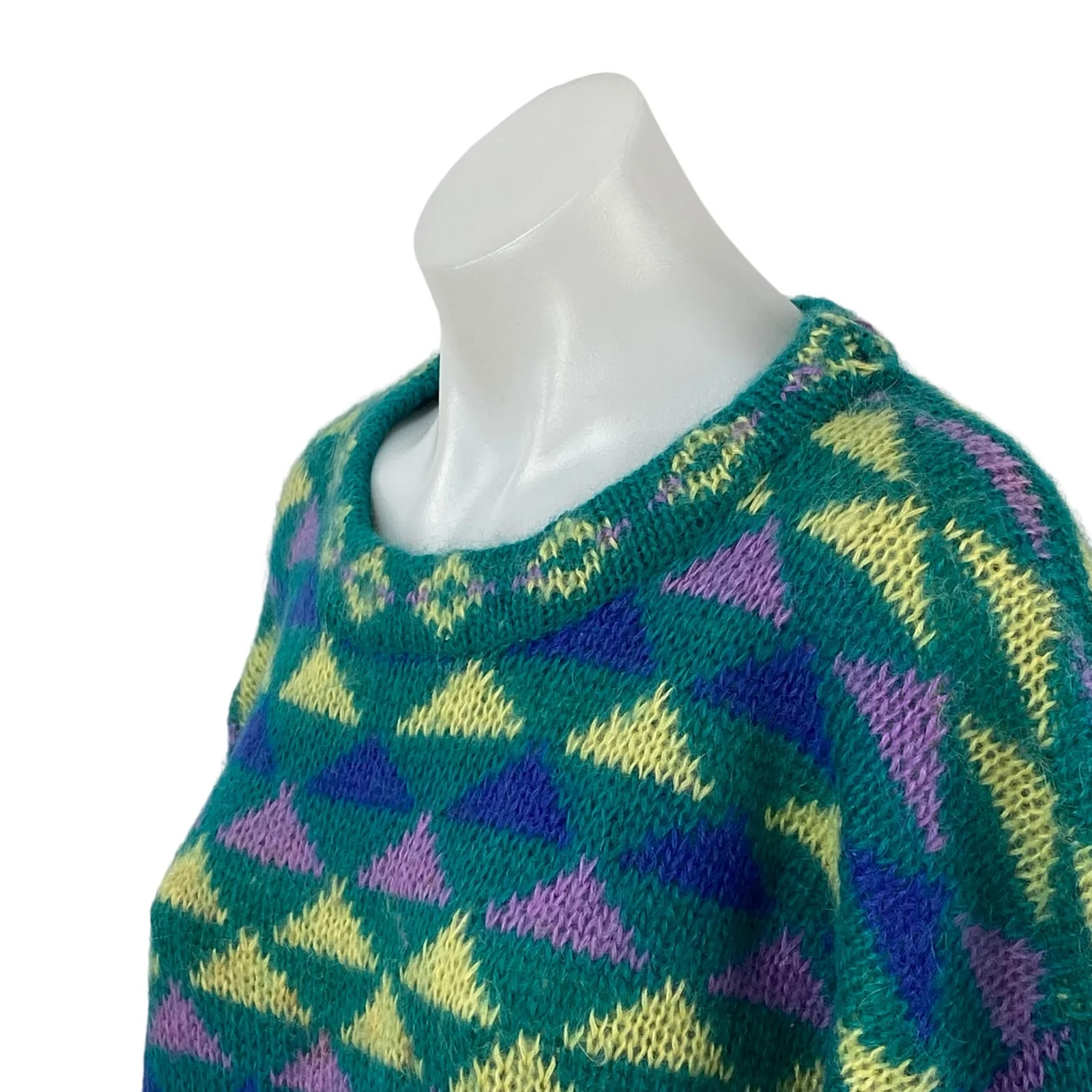Gallagher Women's Blue Fair Isle Floral Long Sleeve Crew Neck Sweater Top Size L - Image 2