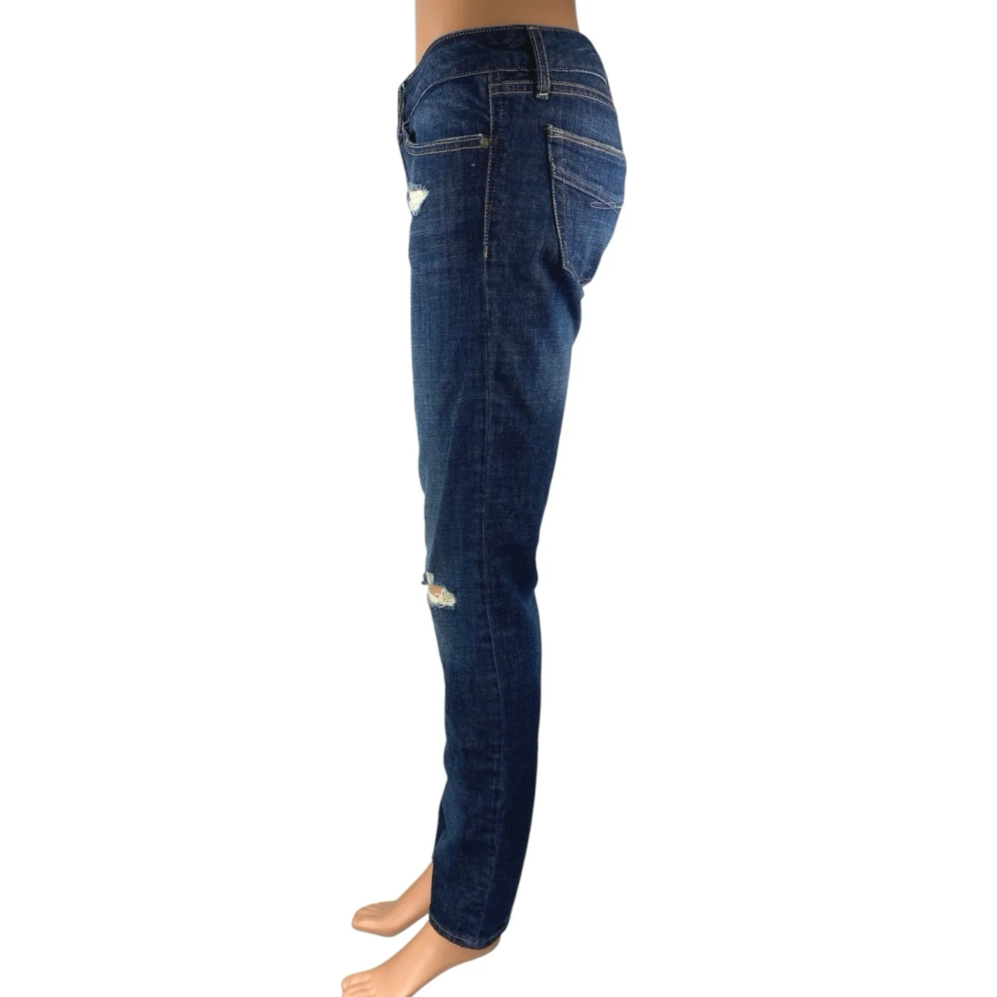 GAP 1969 Always Skinny Women's Blue Distressed Low Rise Denim Jeans Pants Sz 26 - Image 2