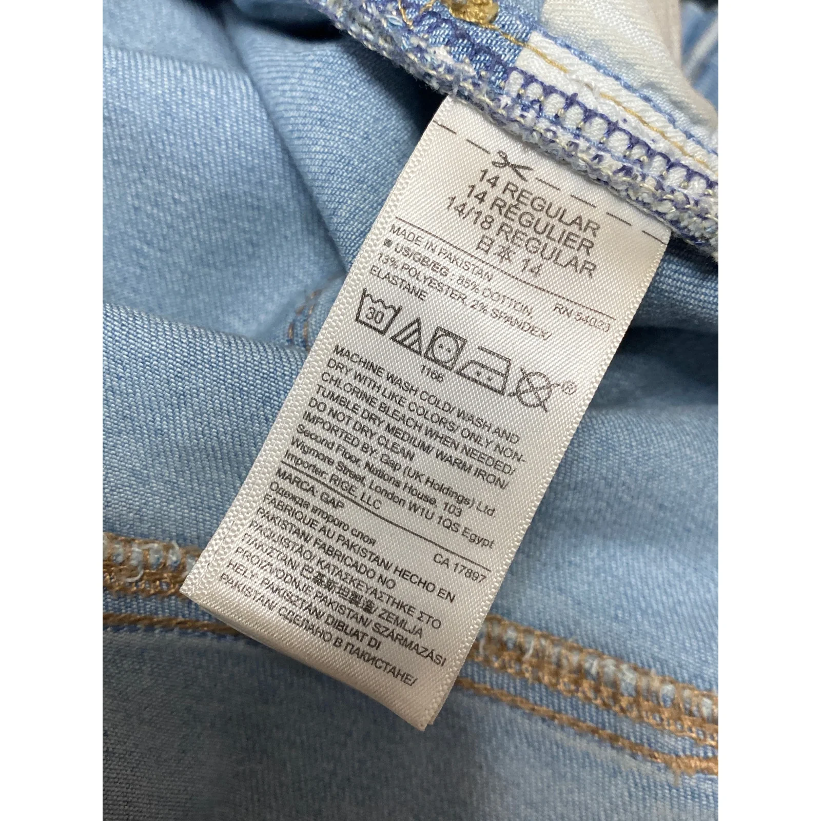 Gap 1969 True Skinny Super High Rise Crop Blue Light Wash Denim Jeans Size 32 - Image 5
