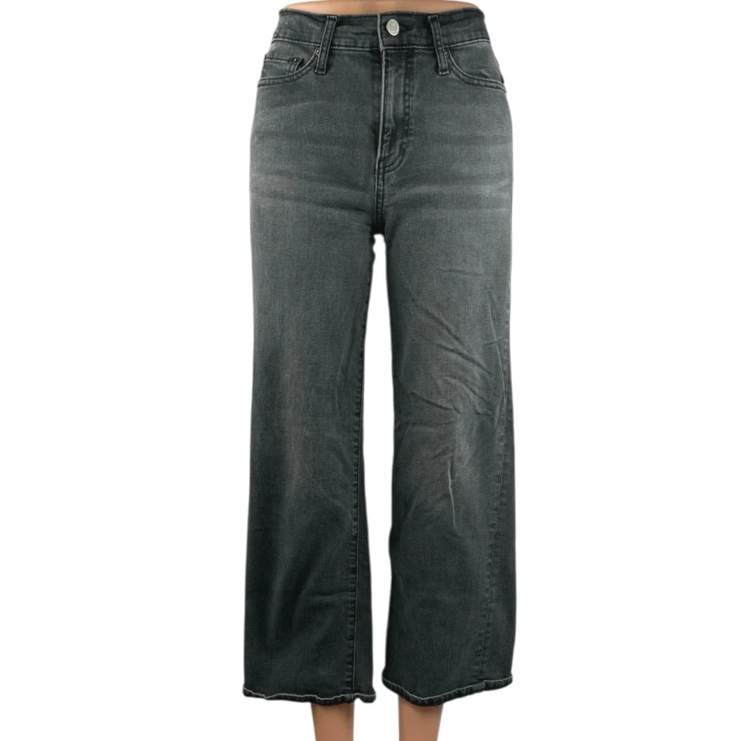 GAP 1969 Women's Black Gray Wide Leg High Waisted Denim Jeans Pants Size 24