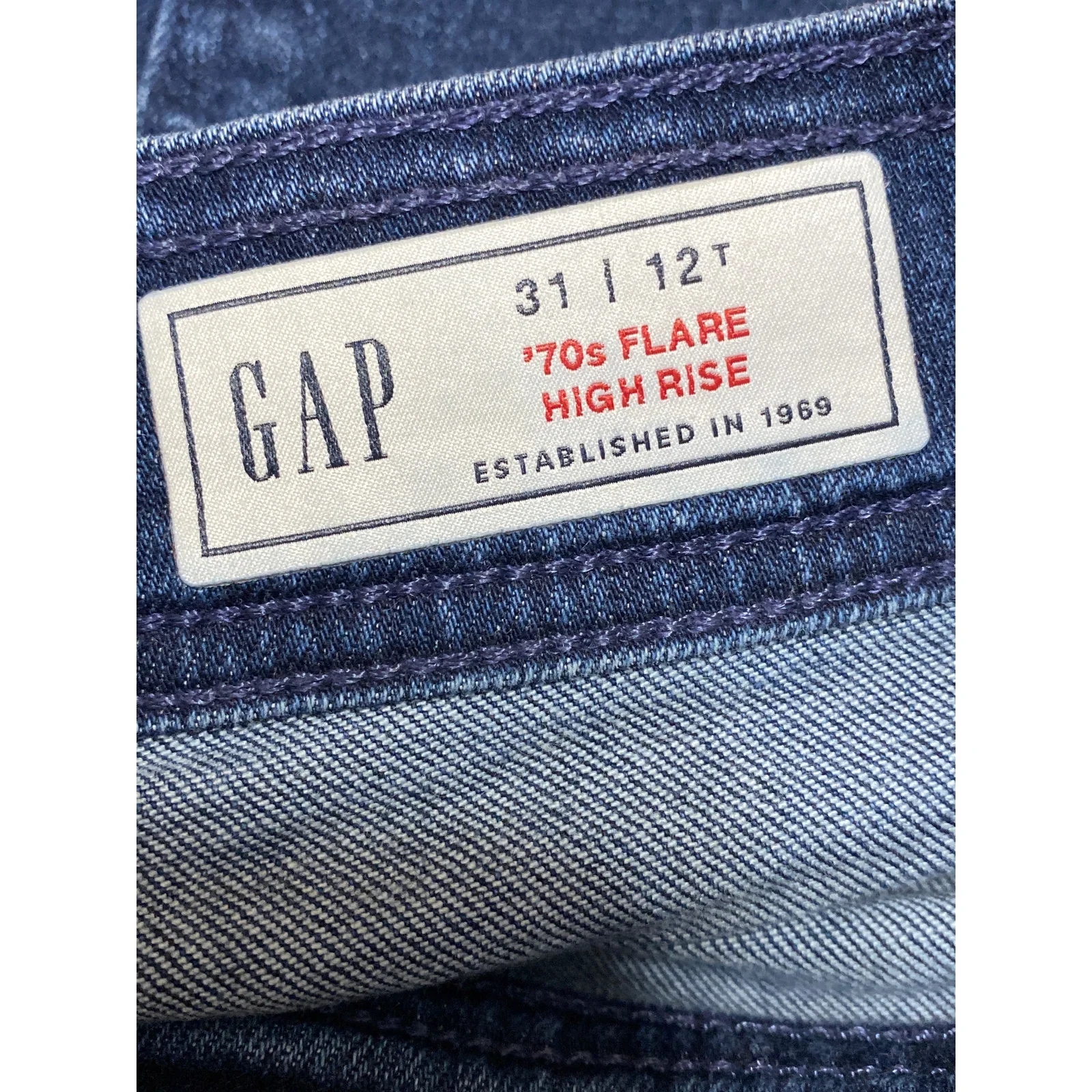 Gap 70s Flare Women's Blue Dark Wash High Rise Bootcut Denim Jeans Size 31 - Image 4