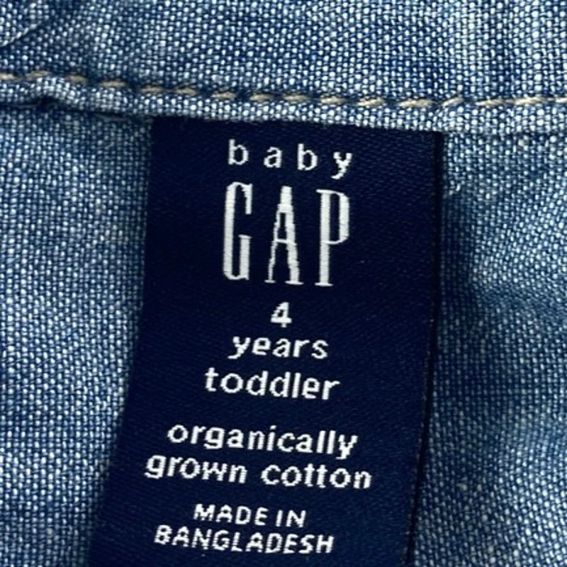 GAP Baby Kids Blue Denim Long Sleeve Button Down Pocket Shirt Top Size 4 Years - Image 4