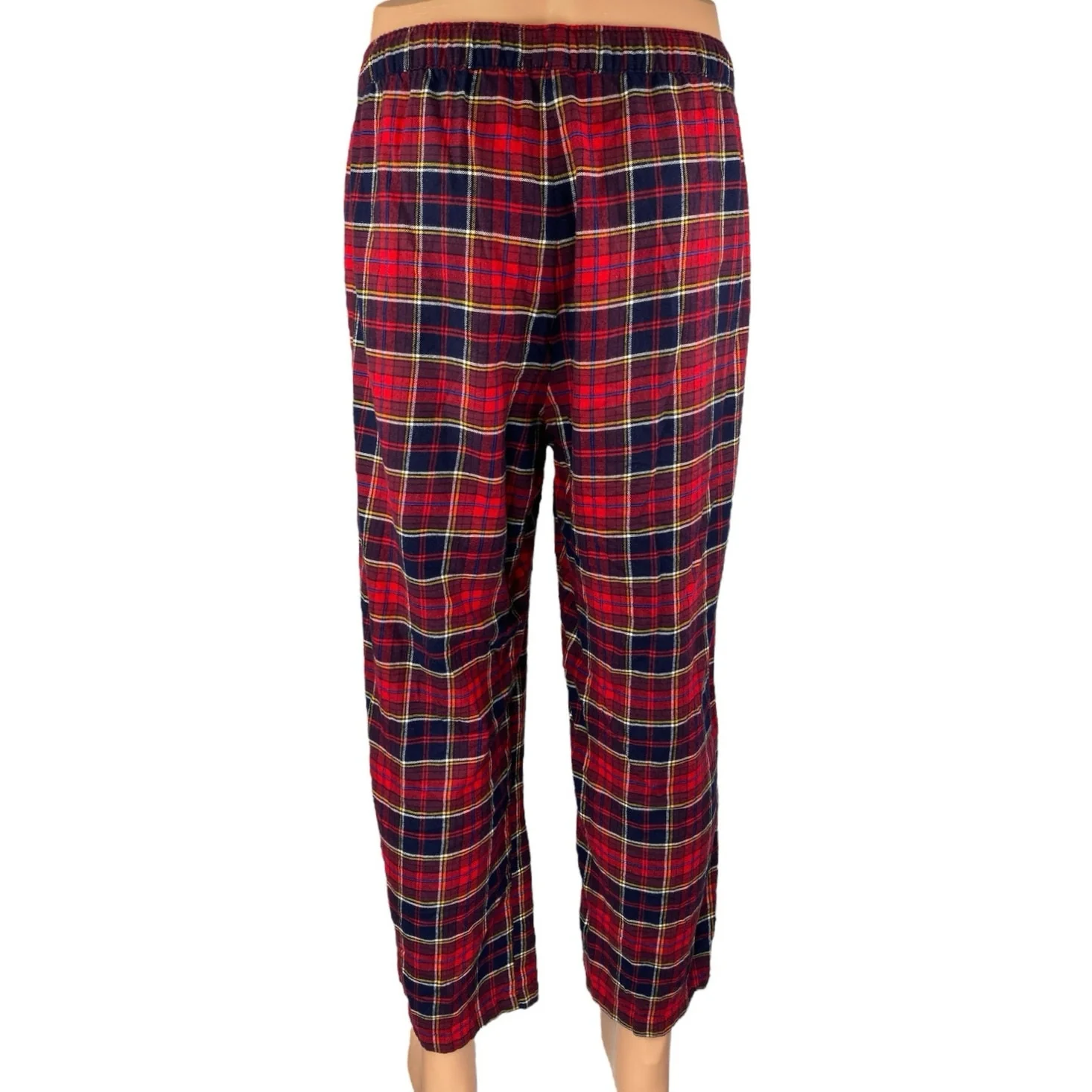 Gap Body Men's Red Blue Plaid Flannel Tartan Drawstring Pajama Pants Size LP - Image 3