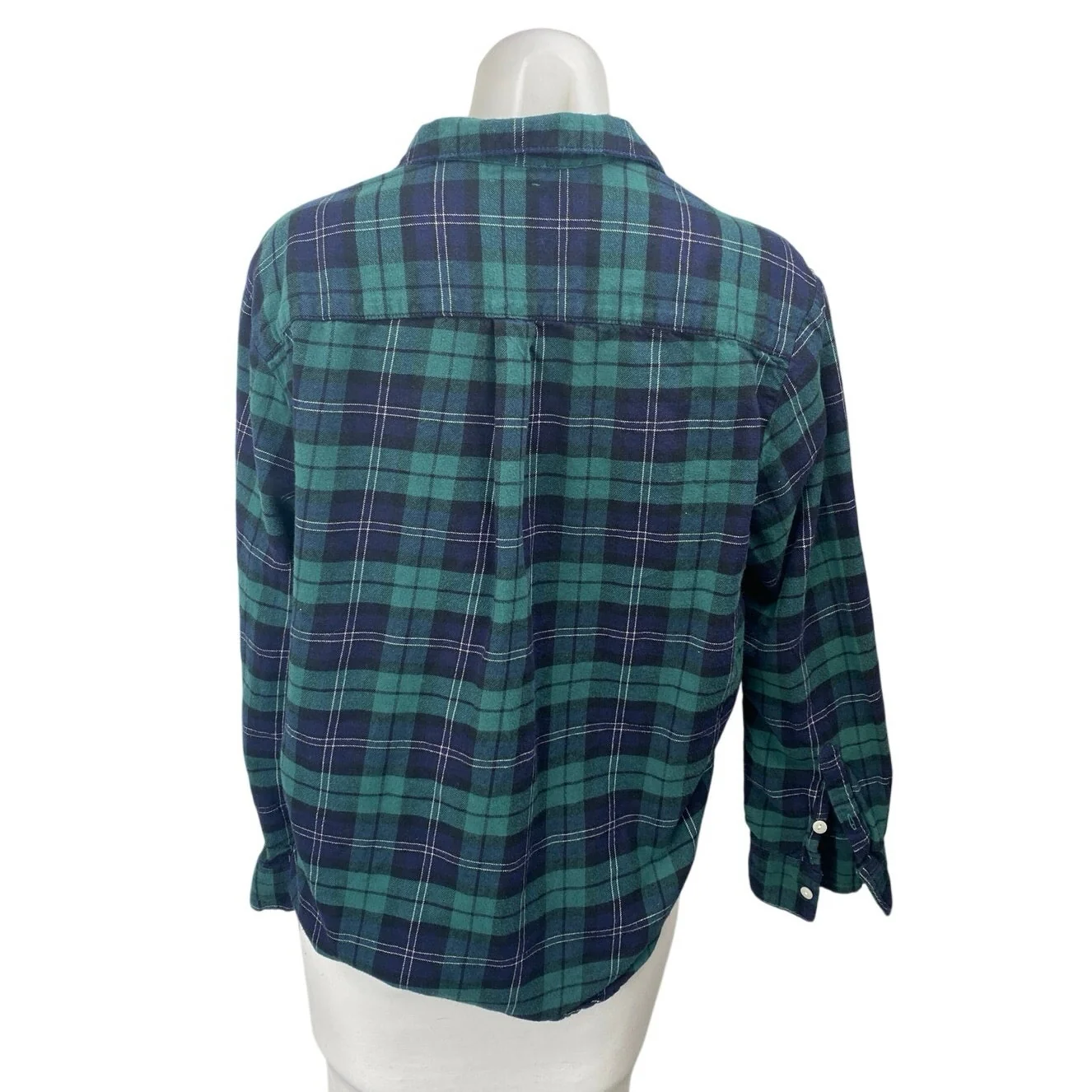Gap Body Women's Green Blue Plaid Flannel Long Sleeve Button Down Shirt Top Sz S - Image 2