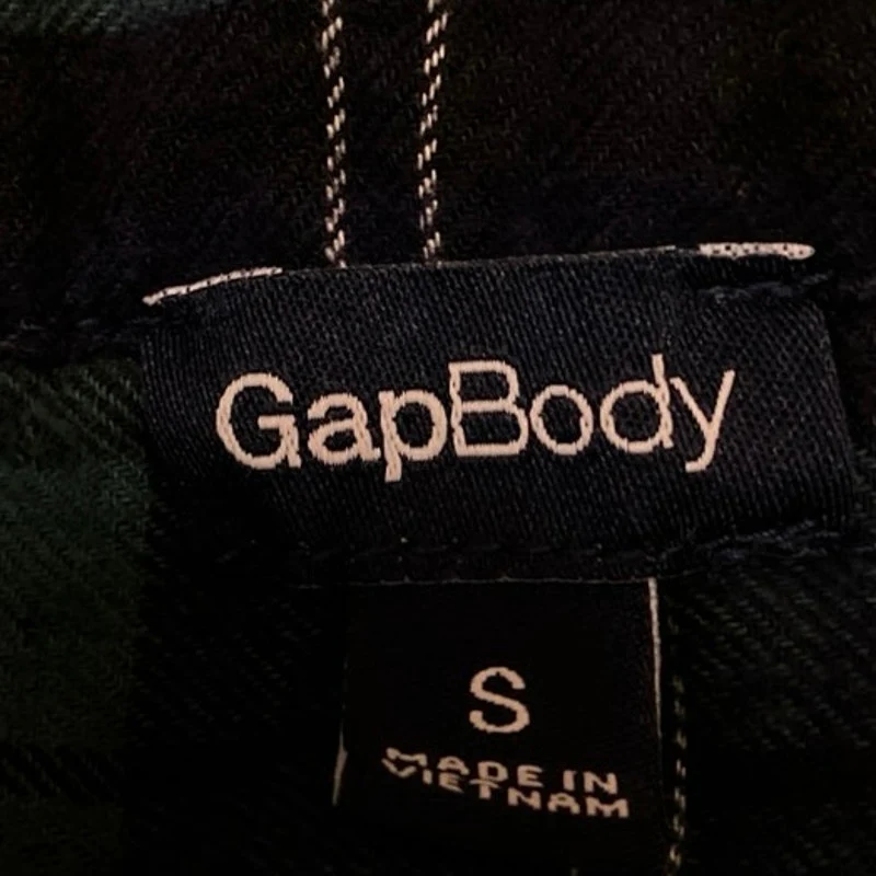 Gap Body Women's Green Blue Plaid Flannel Long Sleeve Button Down Shirt Top Sz S - Image 3