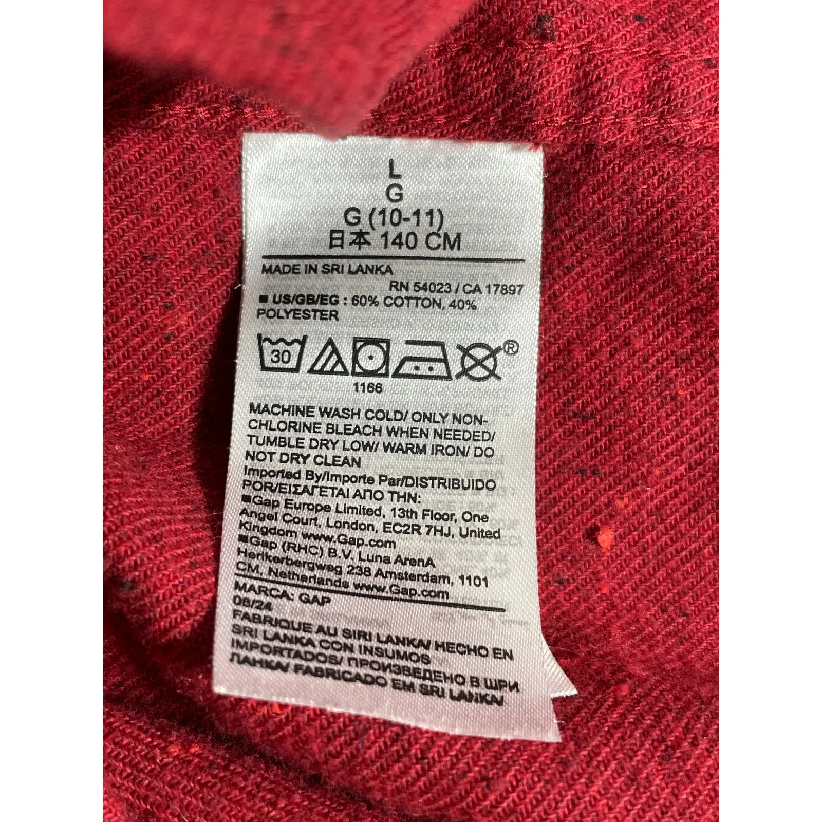 Gap Boys Kids Red Long Sleeve Cotton Casual Button Down Shirt Top Size L 10yo - Image 4