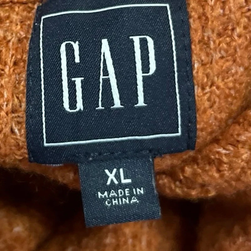 Gap Brown Ribbed Knit Mock Neck Oversized Long Sleeve Pullover Sweater Top Sz XL - Image 3