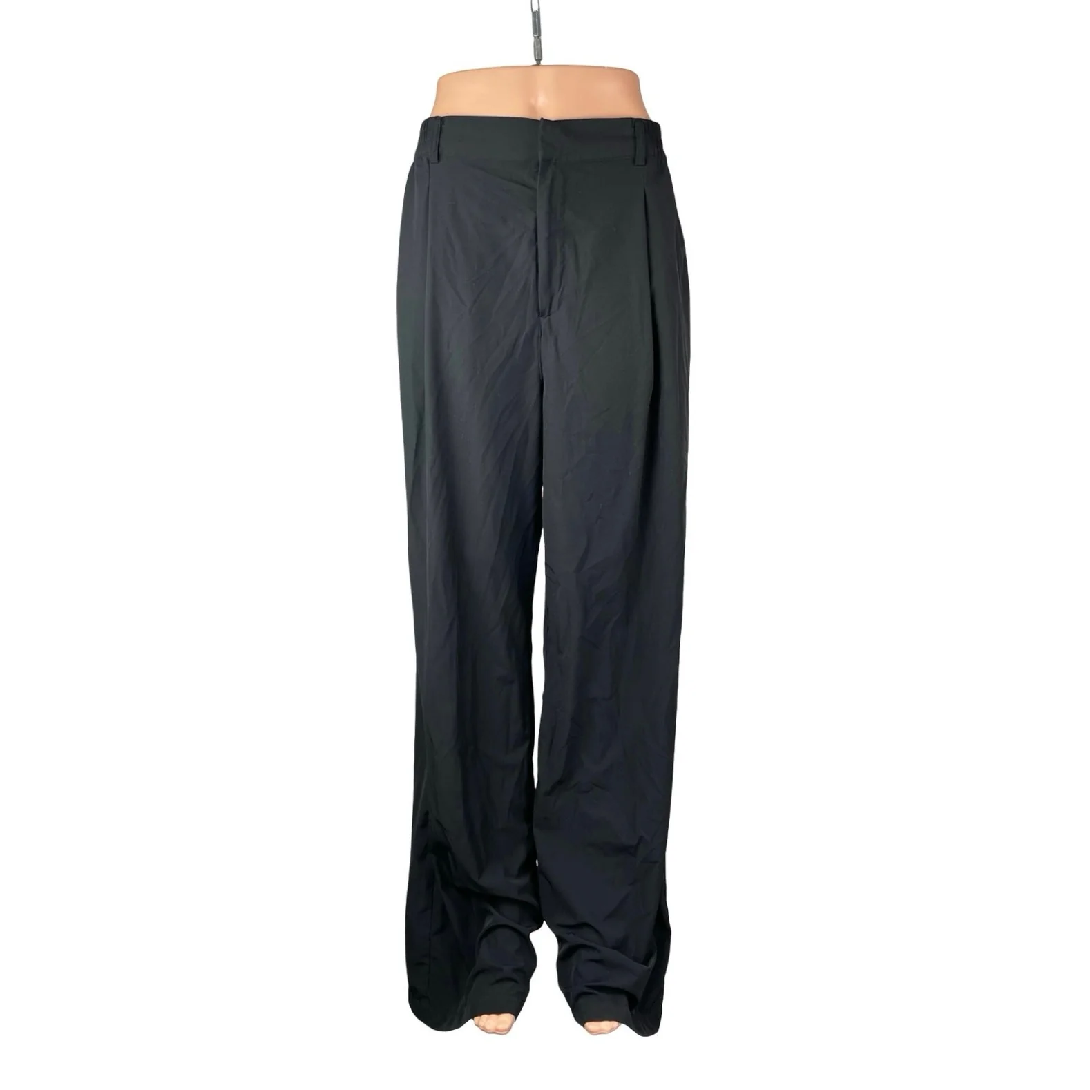 Gap Fit Women's Black Pleated High Rise Palazzo Wide Leg Trousers Dress Pants MT