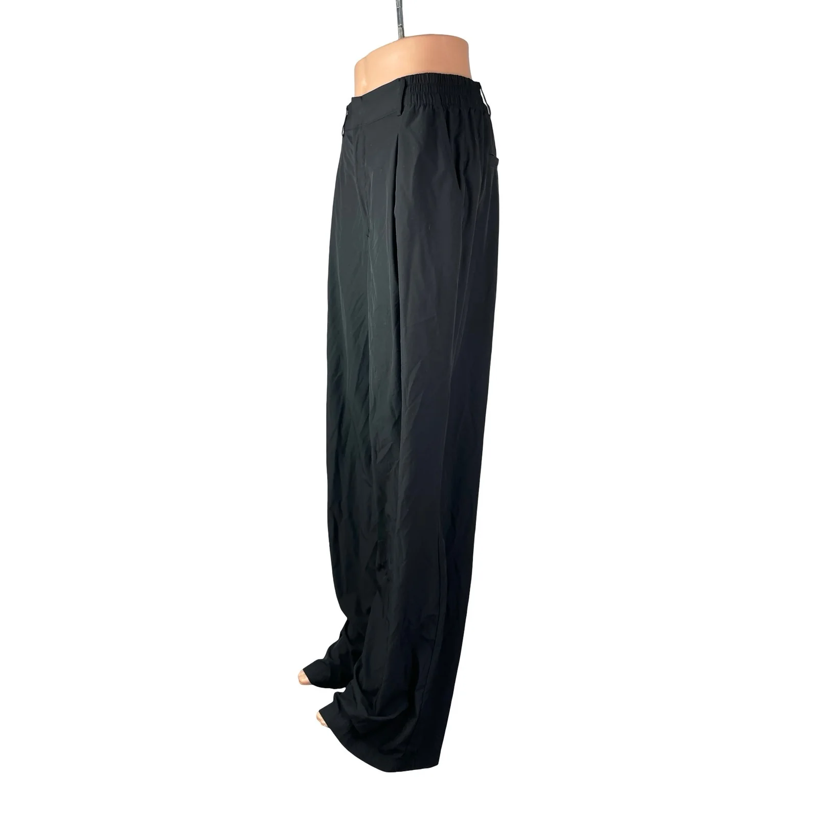 Gap Fit Women's Black Pleated High Rise Palazzo Wide Leg Trousers Dress Pants MT - Image 2