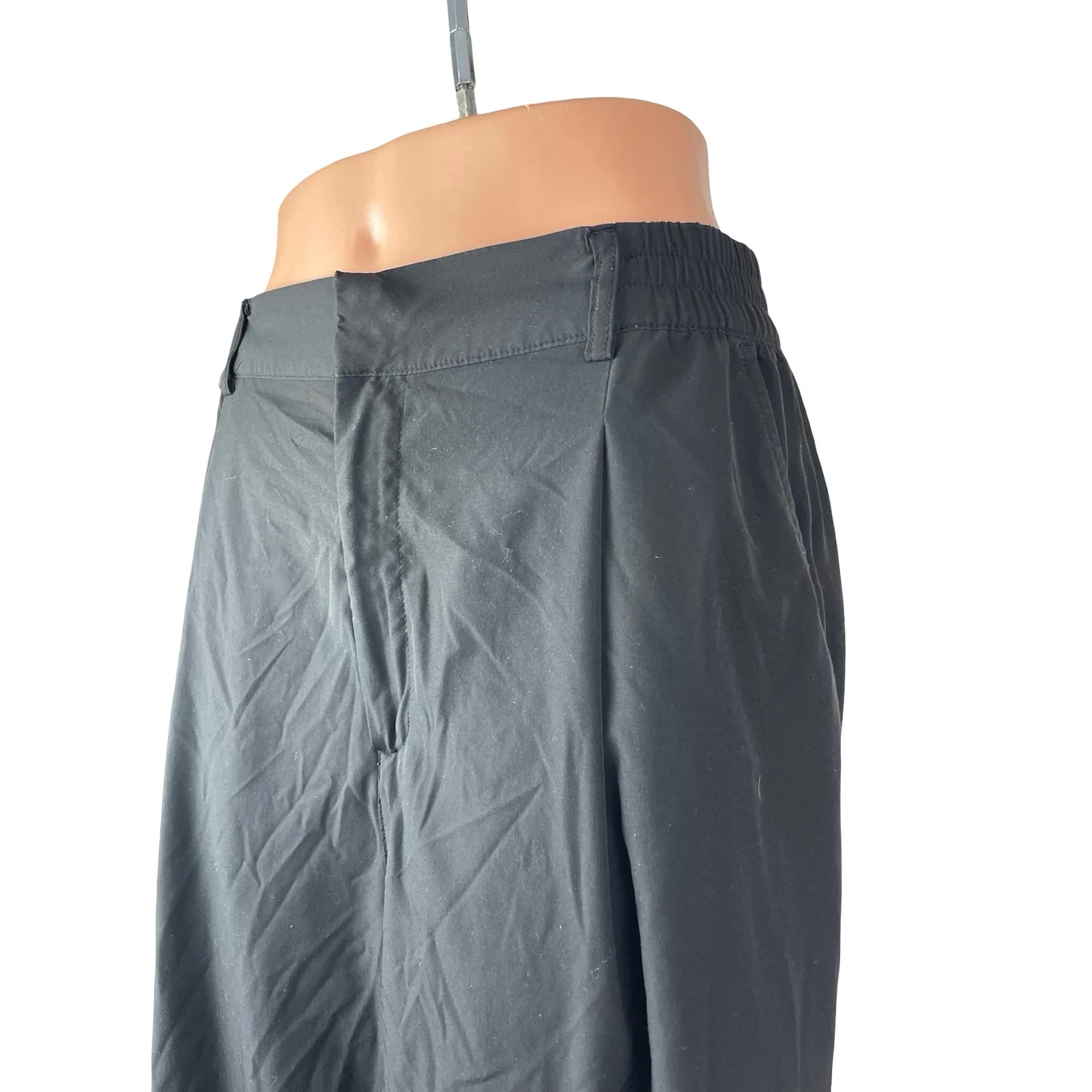 Gap Fit Women's Black Pleated High Rise Palazzo Wide Leg Trousers Dress Pants MT - Image 3