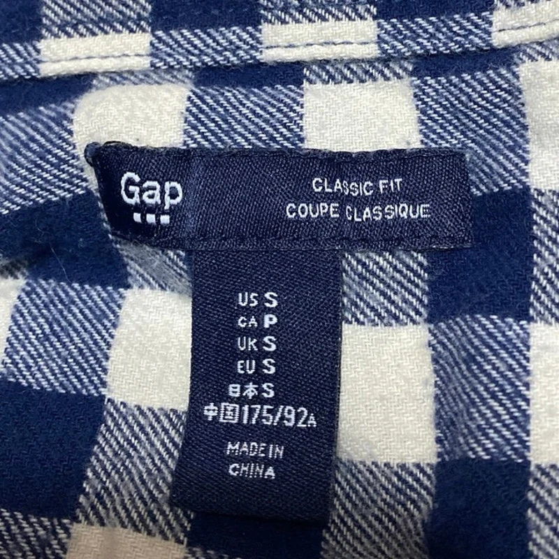 Gap Men's Blue White Gingham Check Long Sleeve Button Down Shirt Top Size S - Image 3