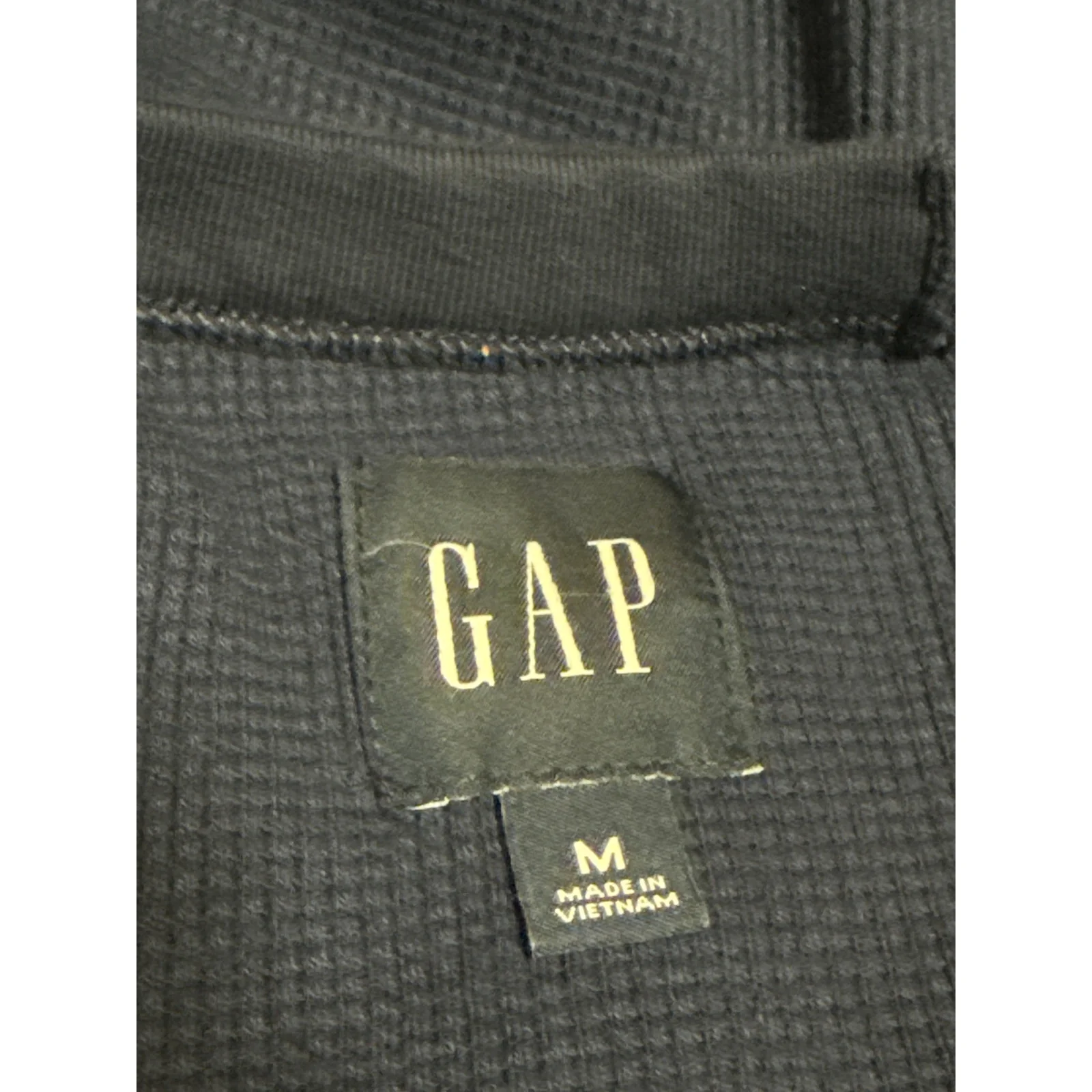Gap Men's Navy Blue Waffle Knit Crew Neck Long Sleeve T Shirt Tee Top Size M - Image 4