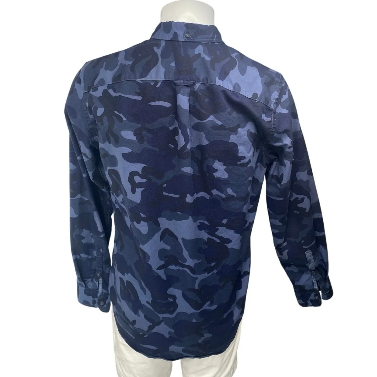 Gap The Modern Oxford Mens Blue Camo Army Military Long Sleeve Button Up Shirt L - Image 2
