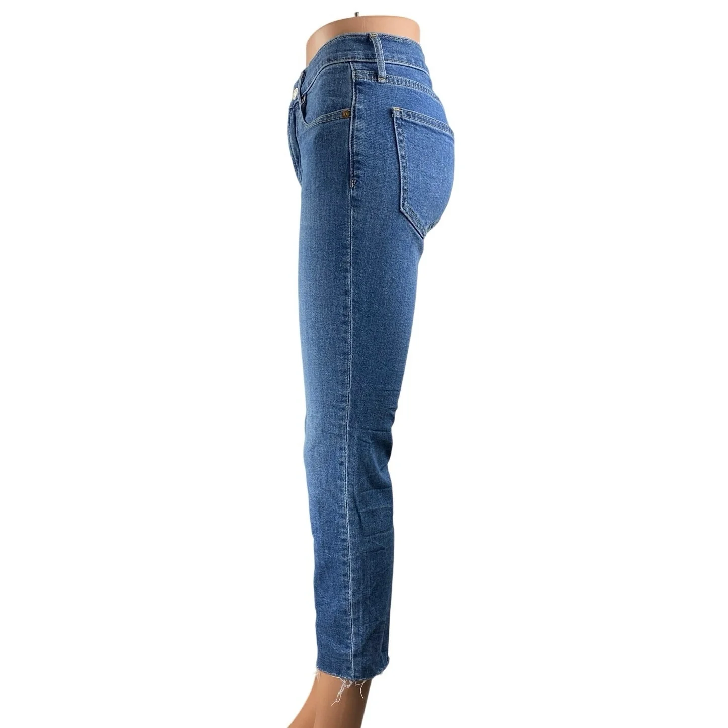 Gap Vintage Silm Women's Blue Mid Rise Frayed Hem Skinny Denim Jeans Pants Sz 26 - Image 2