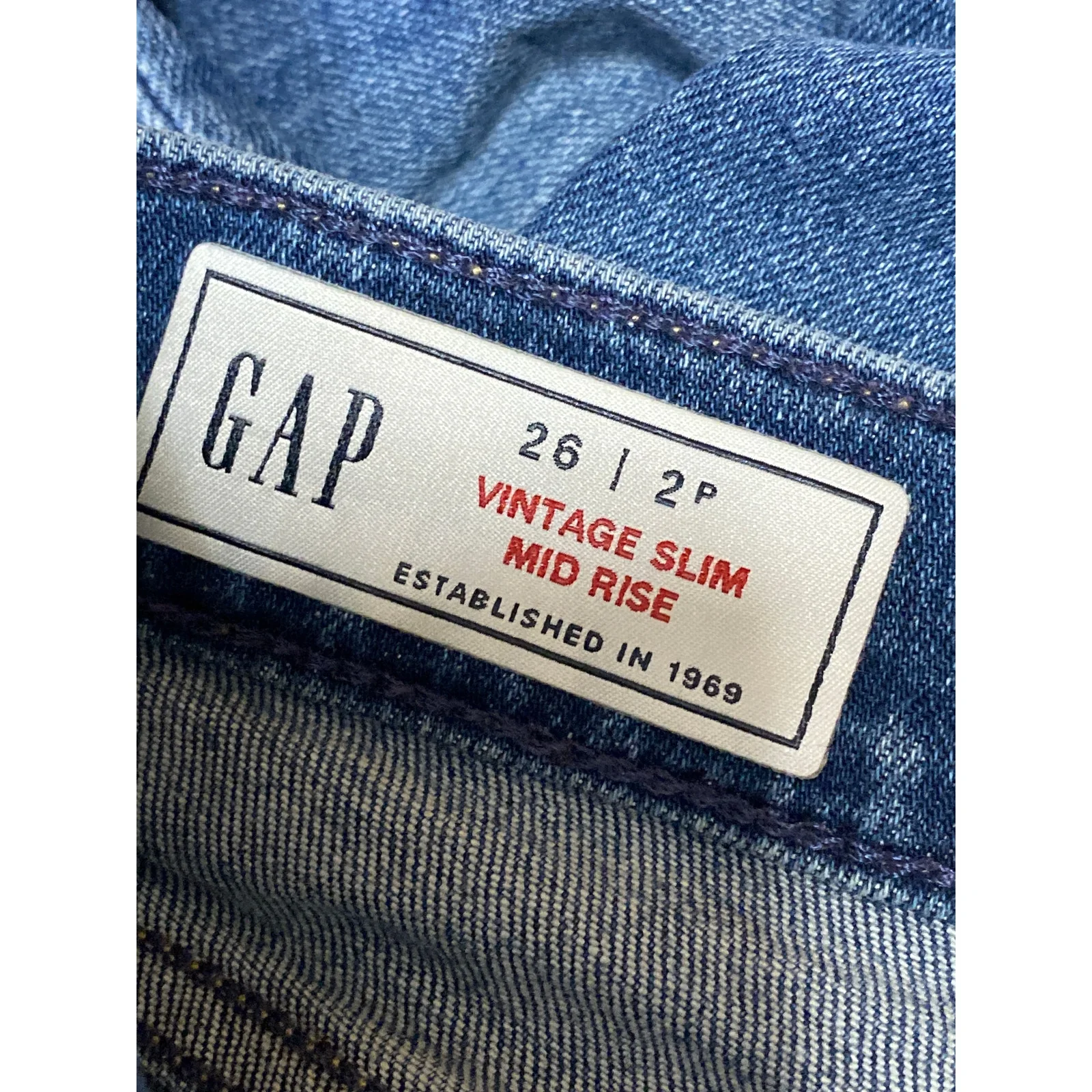 Gap Vintage Silm Women's Blue Mid Rise Frayed Hem Skinny Denim Jeans Pants Sz 26 - Image 4