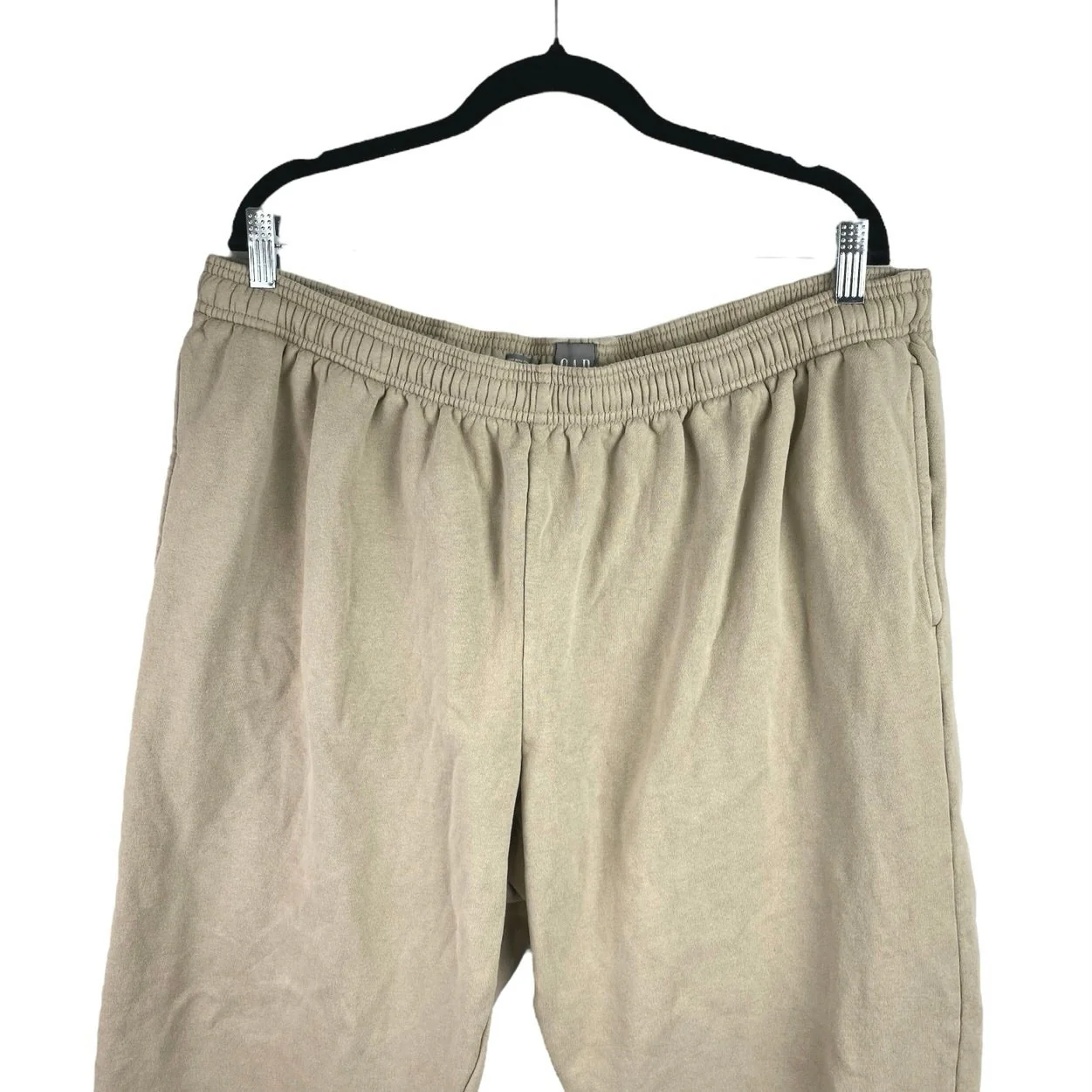 GAP Women's Beige Fleece Tapered Leg Elastic Waist Trousers Jogger Pants Size XL - Image 4