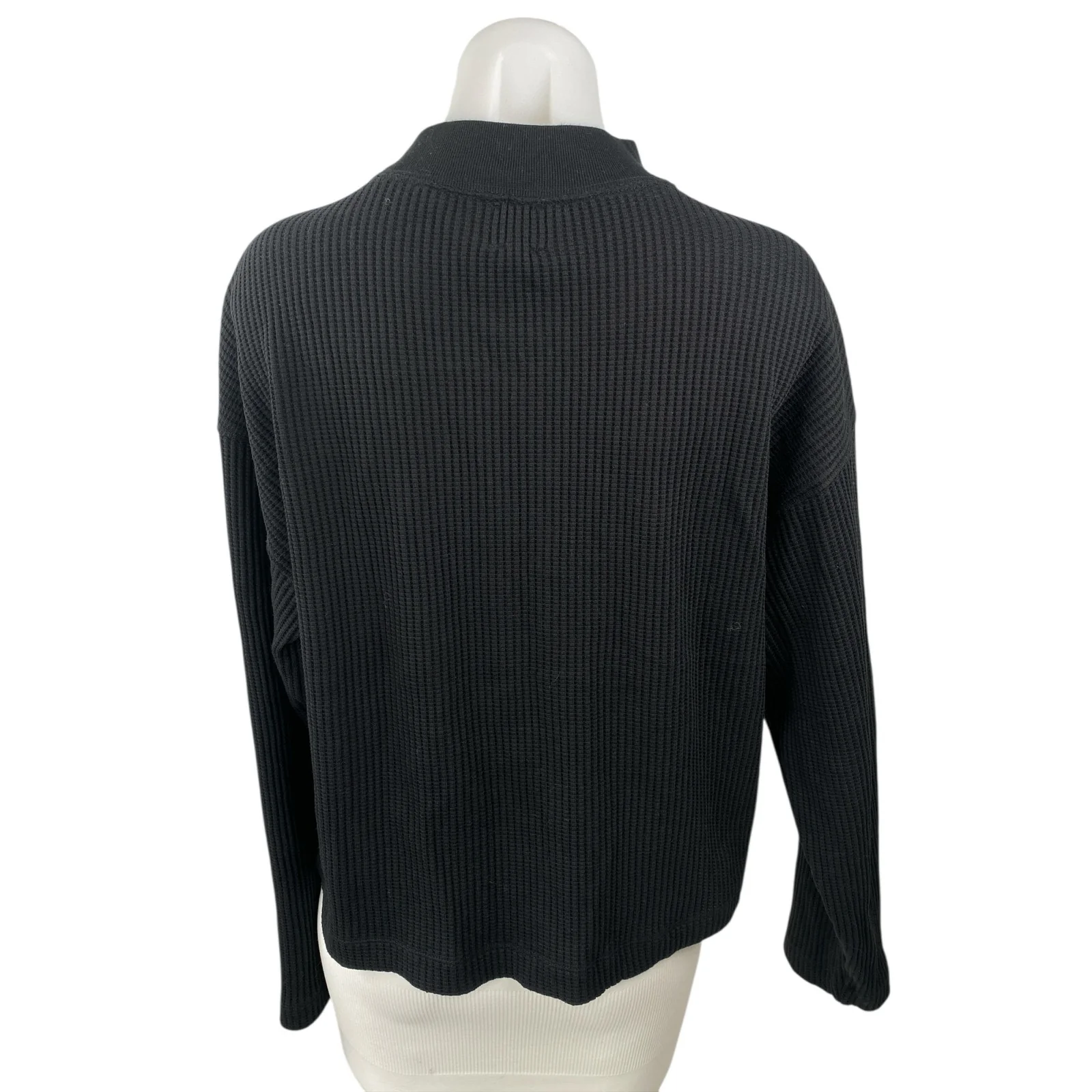 Gap Womens Black Ribbed Knit Mock Neck Long Sleeve Sweatshirt Sweater Top Size S - Image 4