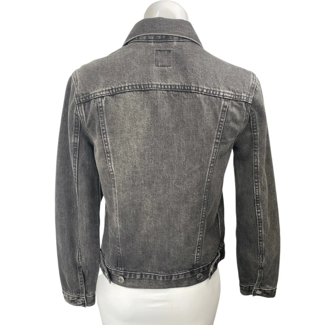 GAP Women's Black Washed Long Sleeve Button Down Pockets Denim Jean Jacket Sz XS - Image 2