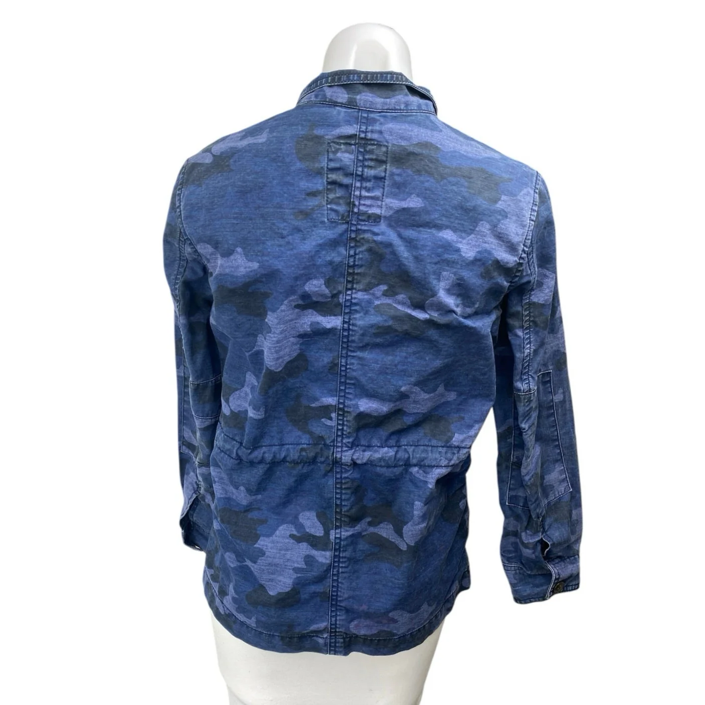 GAP Women's Blue Camo Camouflage Long Sleeve Zip Up Denim Utility Jacket Top XS - Image 2