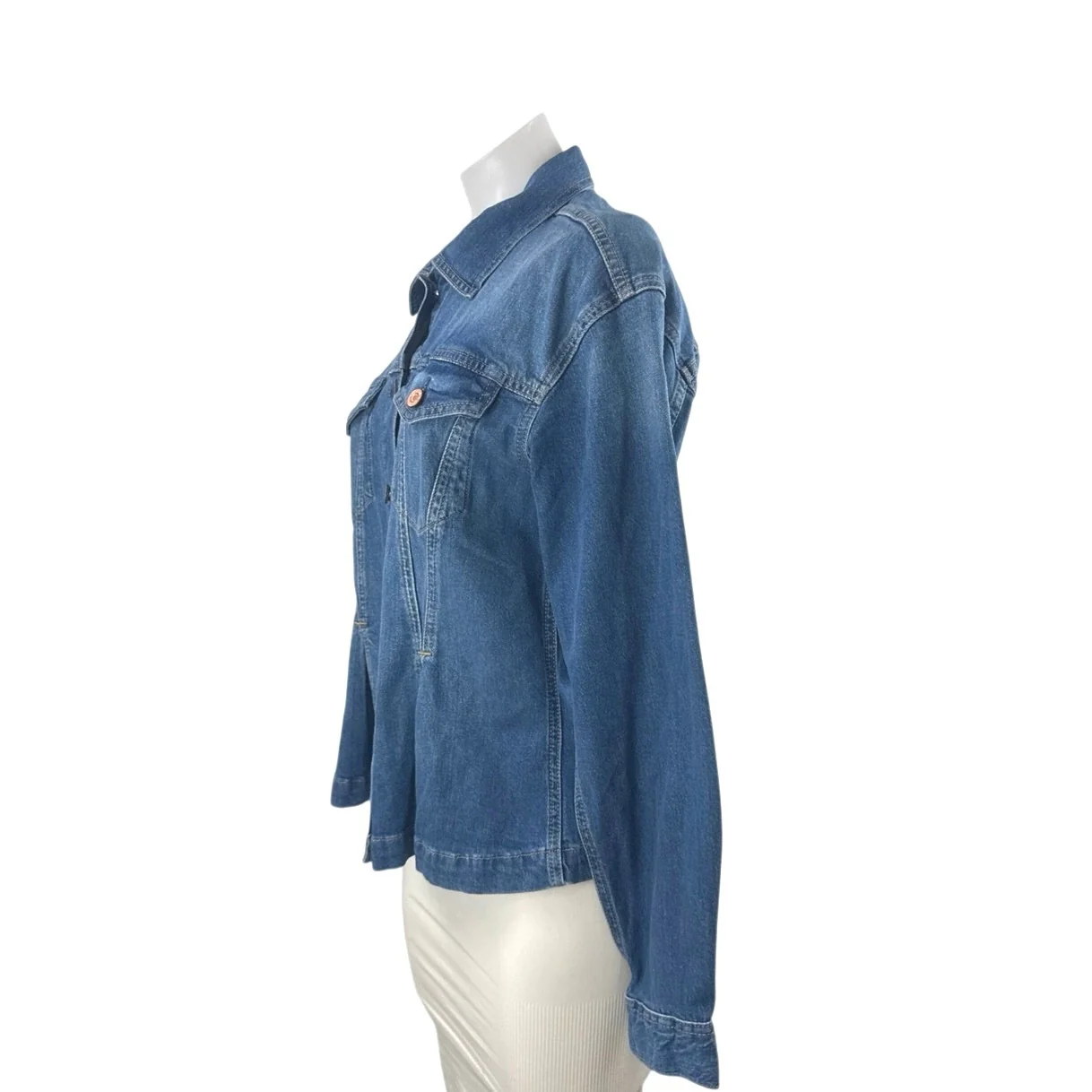 GAP Womens Blue Collared Long Sleeve Button Down Shirt Trucker Coat Jacket Top M - Image 2